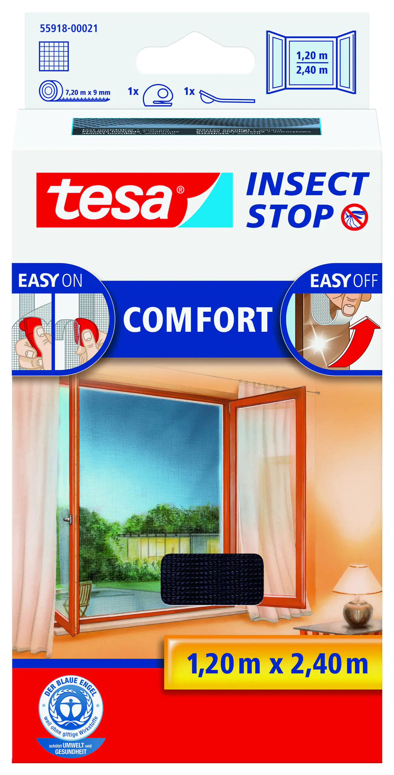tesa Fliegenschutz-Fenster COMFORT 120 x 240 cm - anthrazit