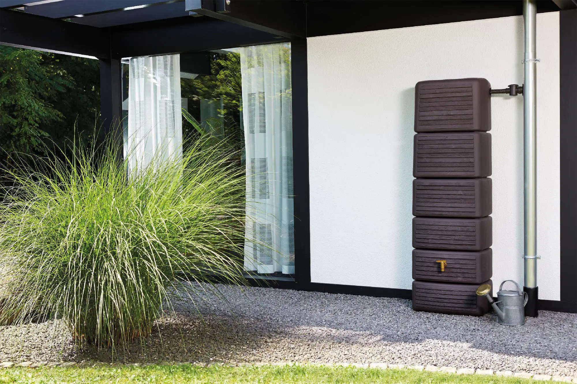 4rain Regenwasser-Wandtank Slim darkwood 330 l