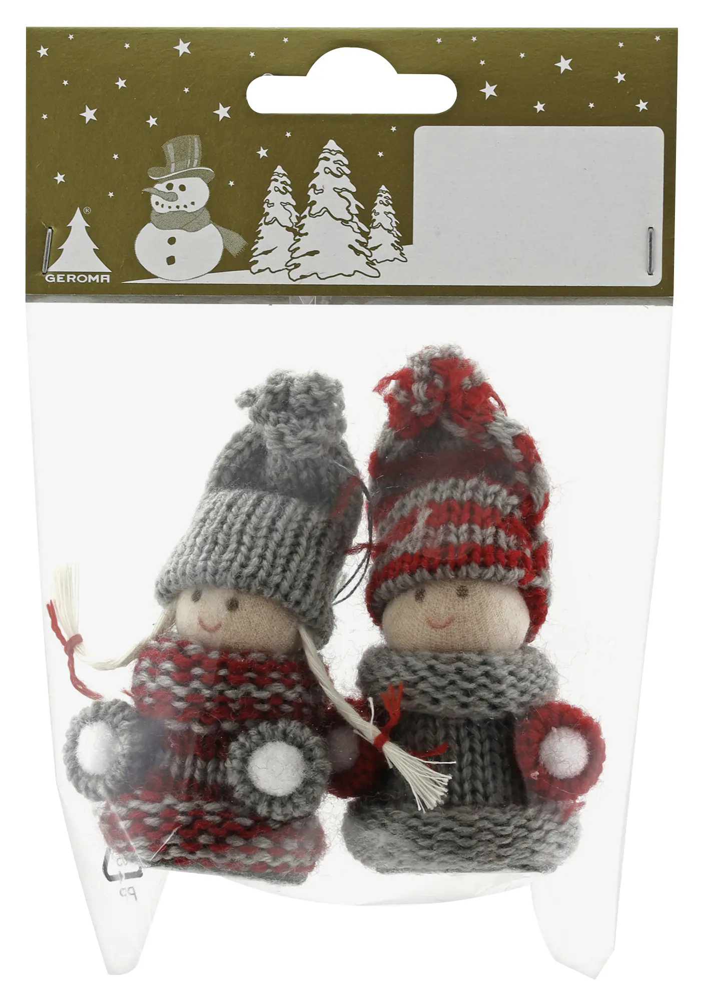 Dekoanhänger Weihnachten Strick 8 cm grau rot 2 Stück