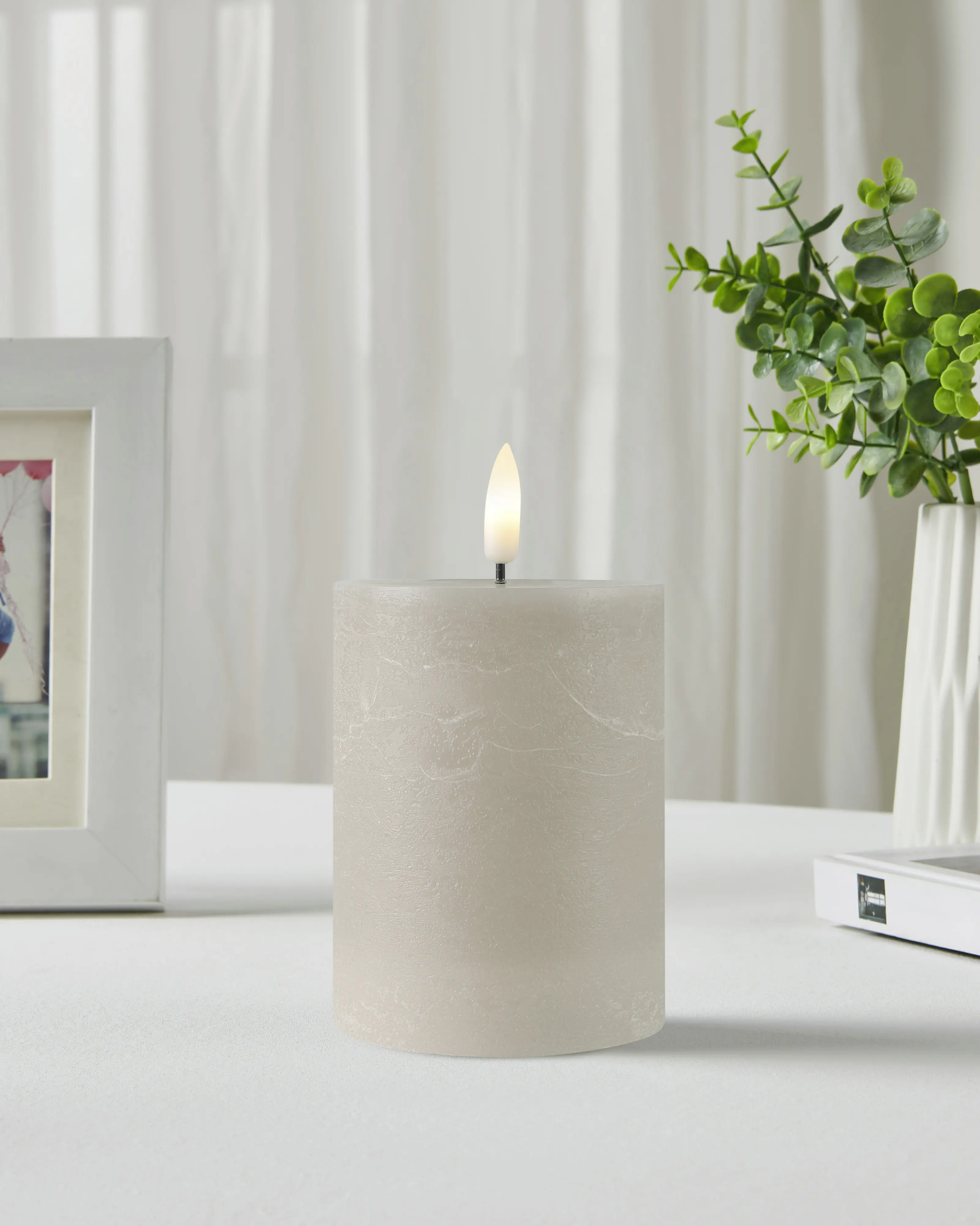 Eglo LED Kerze Leskino warmweiß 10 x Ø 7,5 cm taupe 