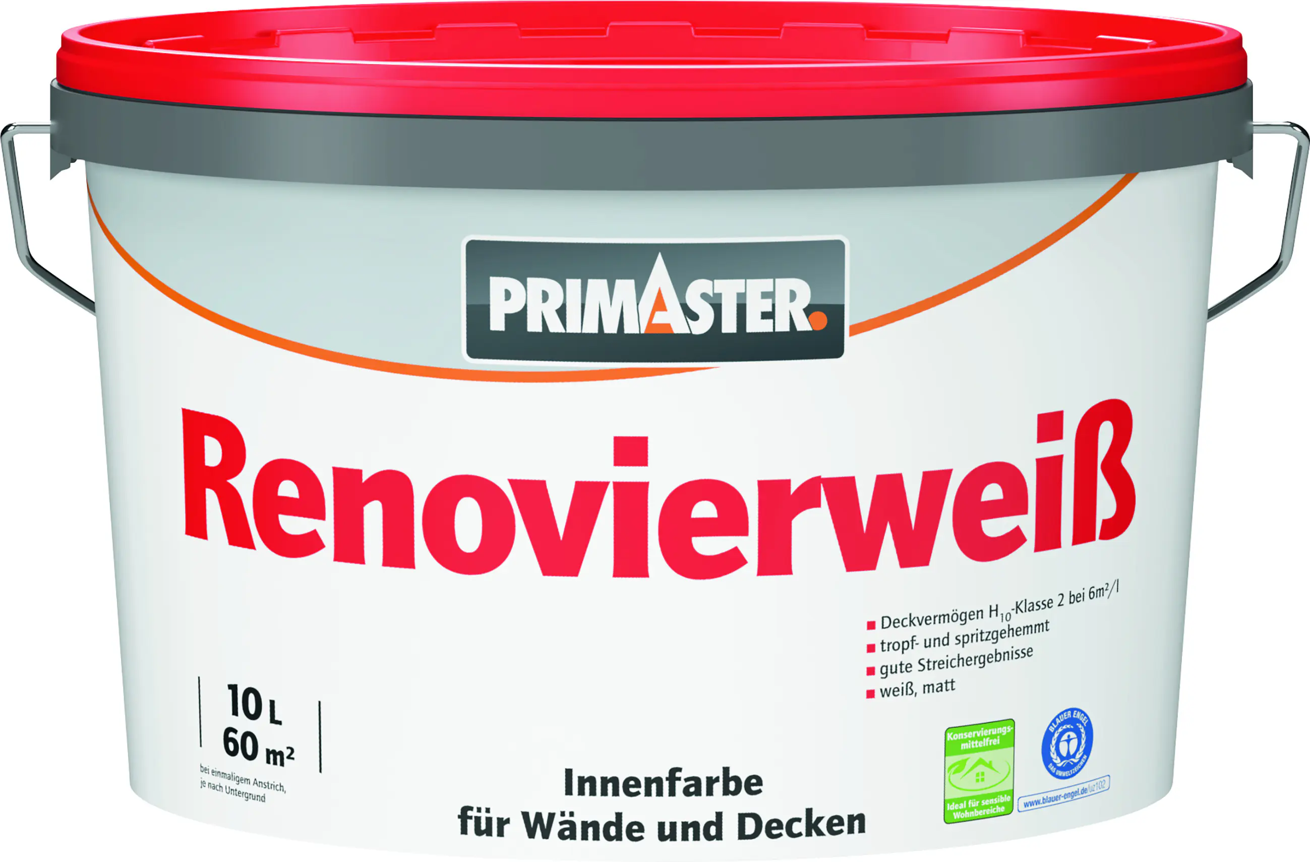 Primaster Renovierweiß Wandfarbe konservierungsmittelfrei 10 L