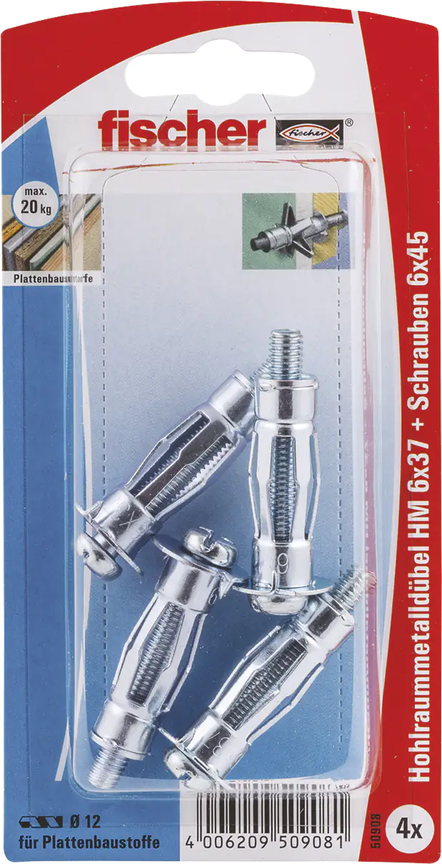 4006209509081 Fischer Hohlraumdübel 6.0 x 37 mm - 4 Stück