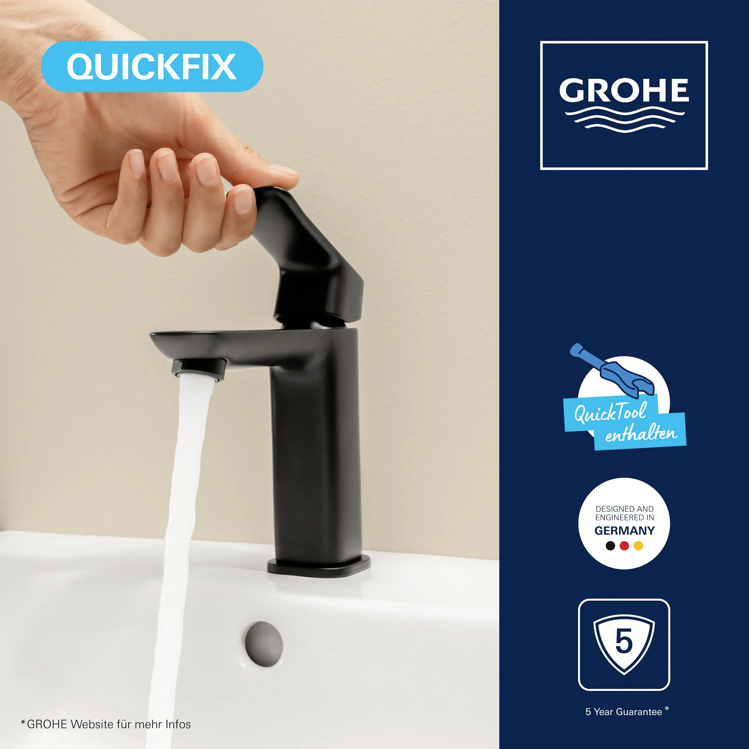 Grohe Waschtischarmatur Dice M-Size schwarz matt