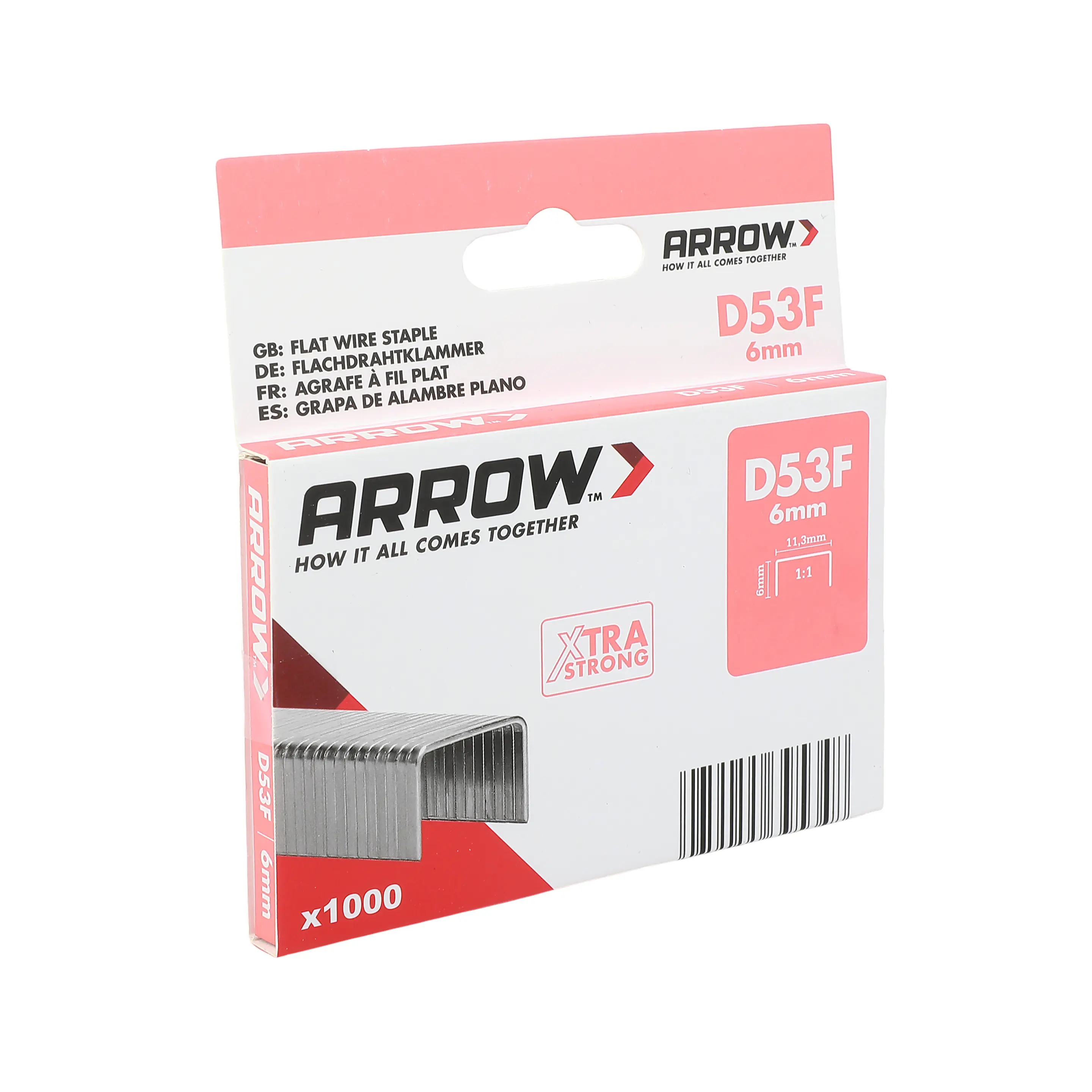 Arrow Tackerklammer Flachtdraht D53F 6 mm Folie 1000 Stück