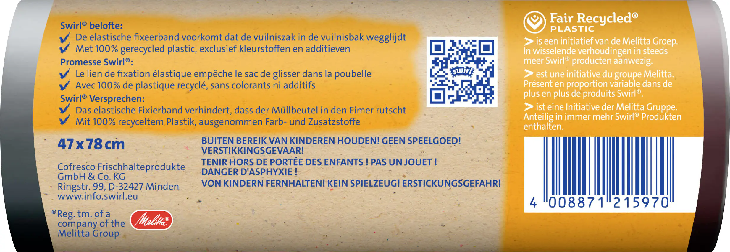 Swirl® Fixierband-Müllbeutel XL 30 L Reißfest & Dicht