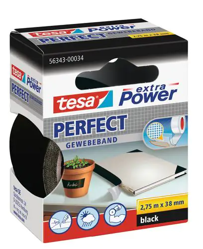 tesa extra Power Gewebeband Perfect tesa extra Power Gewebeband Perfect 2,75 m x 38 mm, schwarz