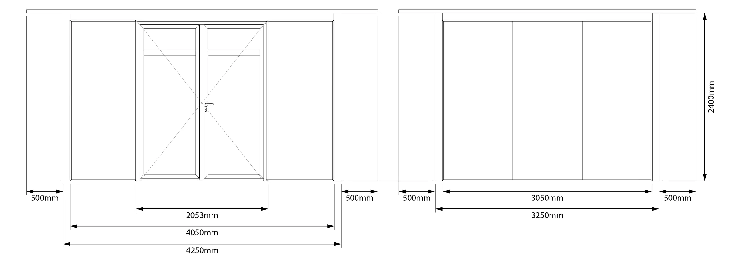 Gartenhaus Porto 505 x 405 cm anthrazit - OHNE TÜREN