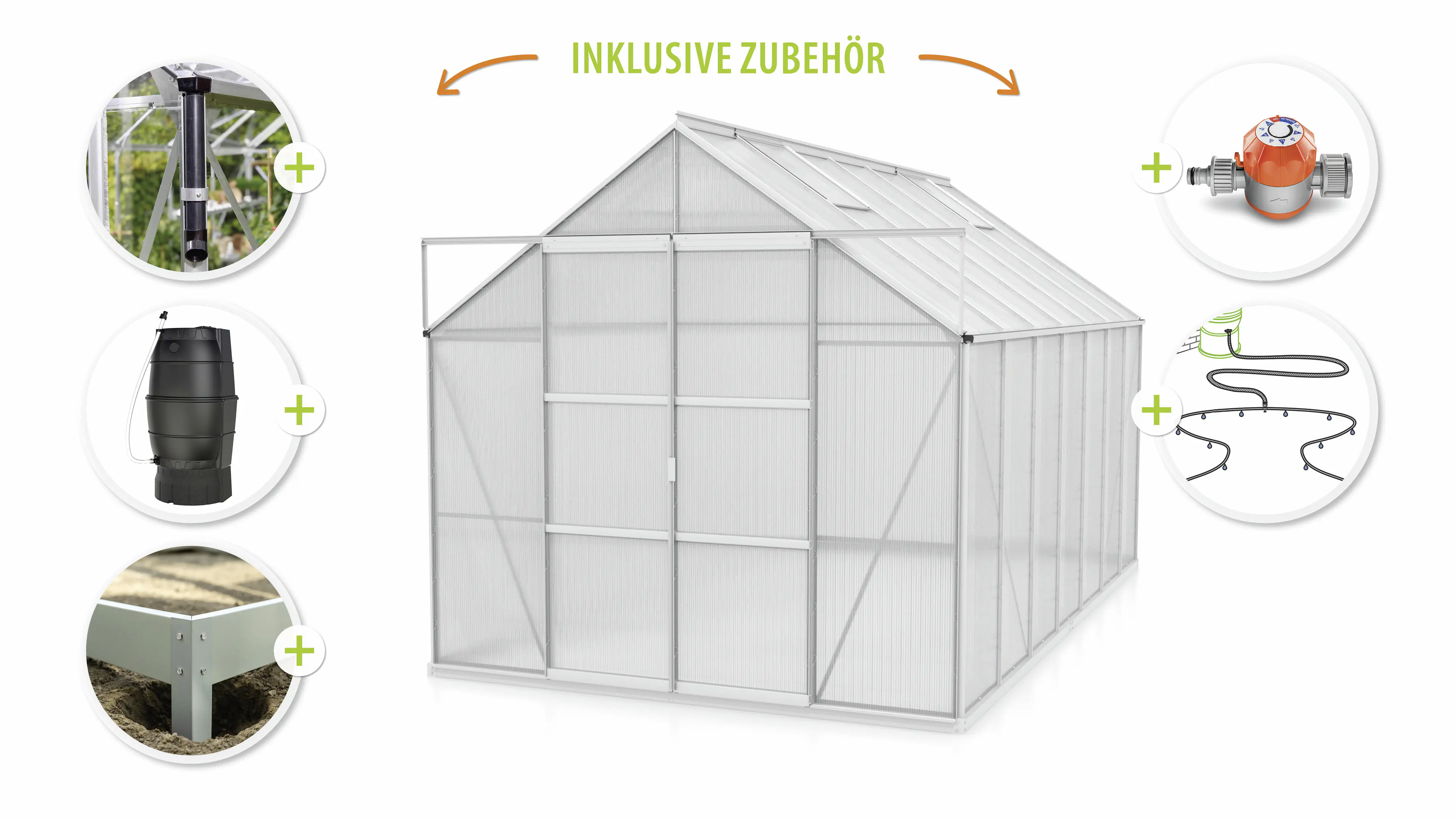 Vitavia Gewächshaus-Set Uranus 11500 HKP 6 mm alu 254 x 441 cm 