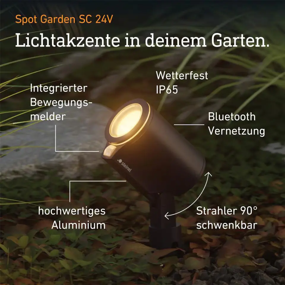 Steinel LED Strahler Spot Garden 24V schwenkbar + Bewegungssensor warmweiß-neutralweiß anthrazit