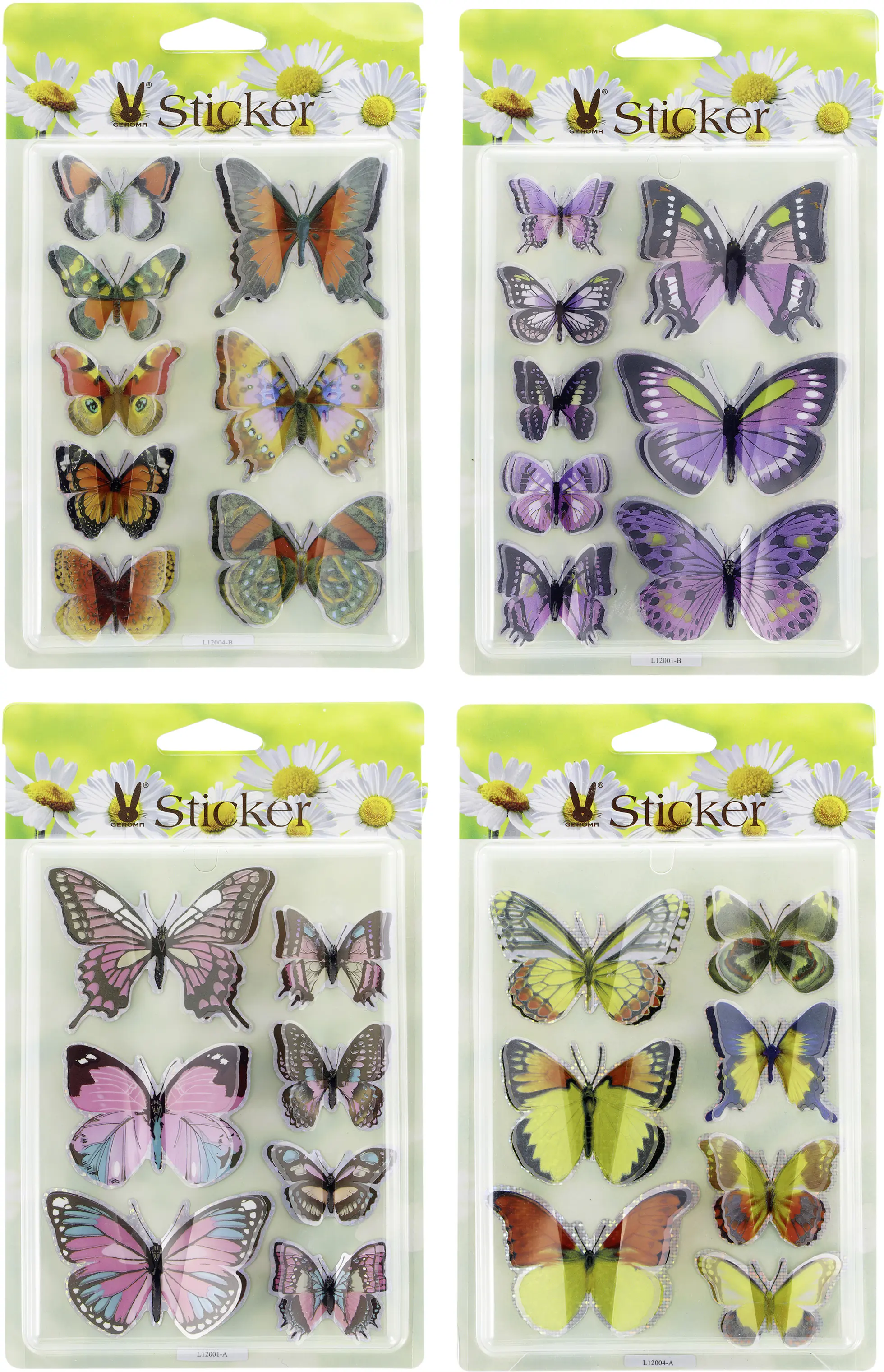 Sticker Schmetterlinge 3 - 5 cm 8 Stück bunt