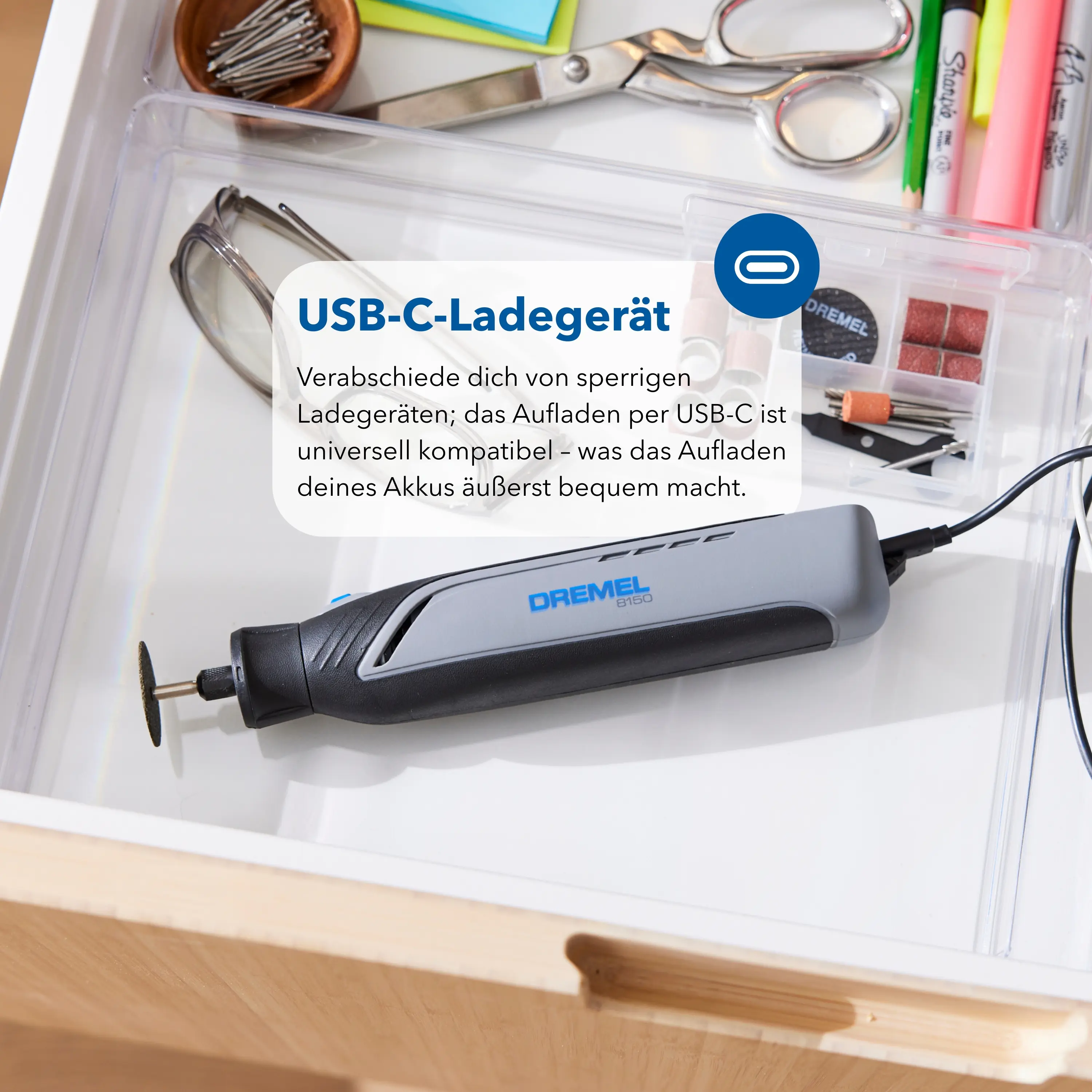 Dremel Akku-Multifunktionswerkzeug 8150-20 inkl. 20 Zubehörteilen und USB-C-Ladekabel