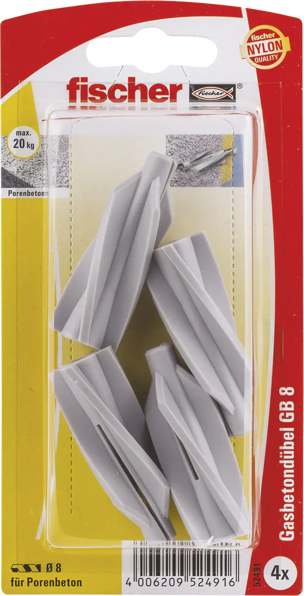 4006209524916 Fischer Gasbetondübel GB 8.0 x 50 mm - 4 Stück