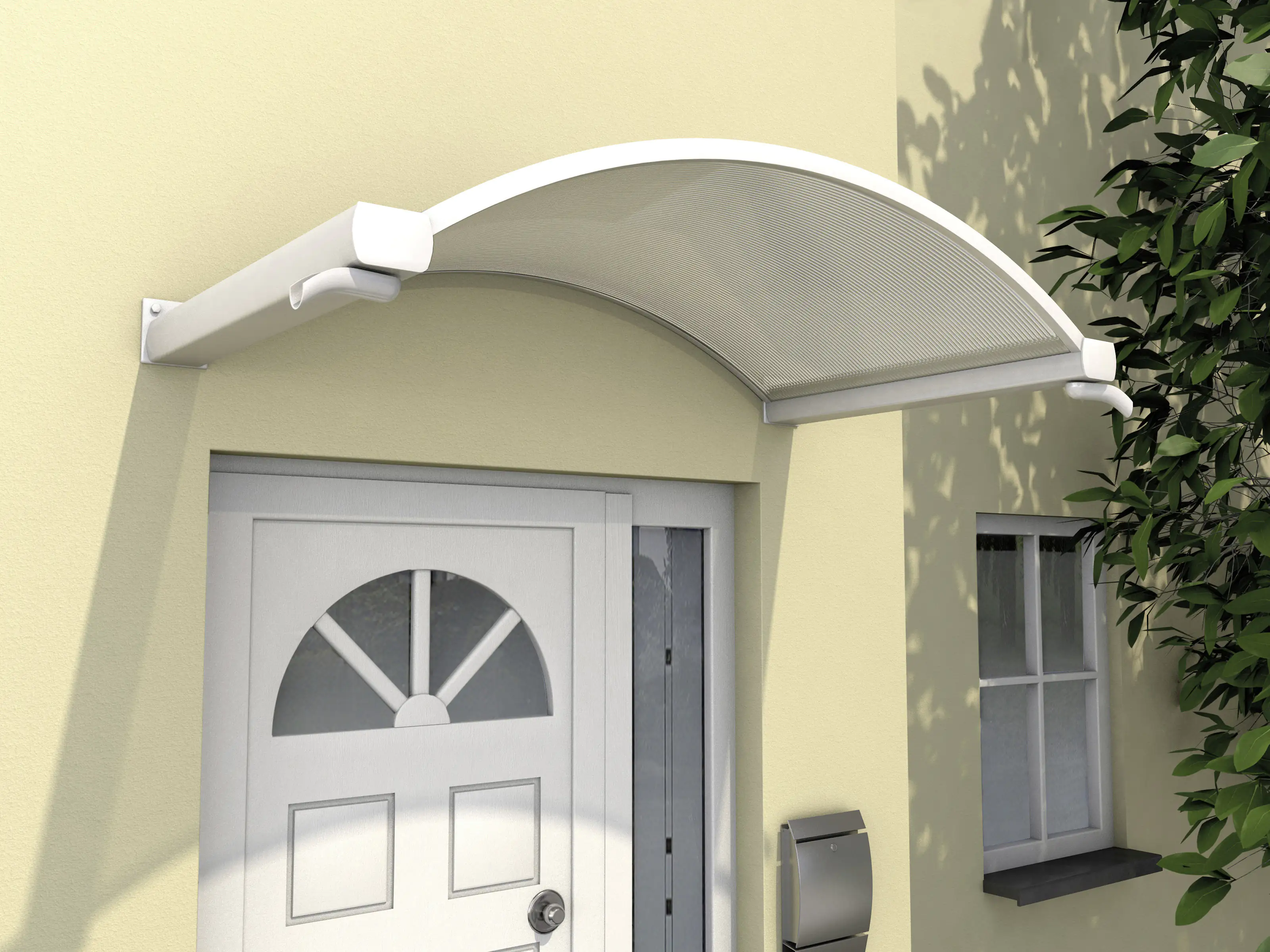 Gutta Rundbogenvordach NO Aluminium weiß, Polycarbonat klar