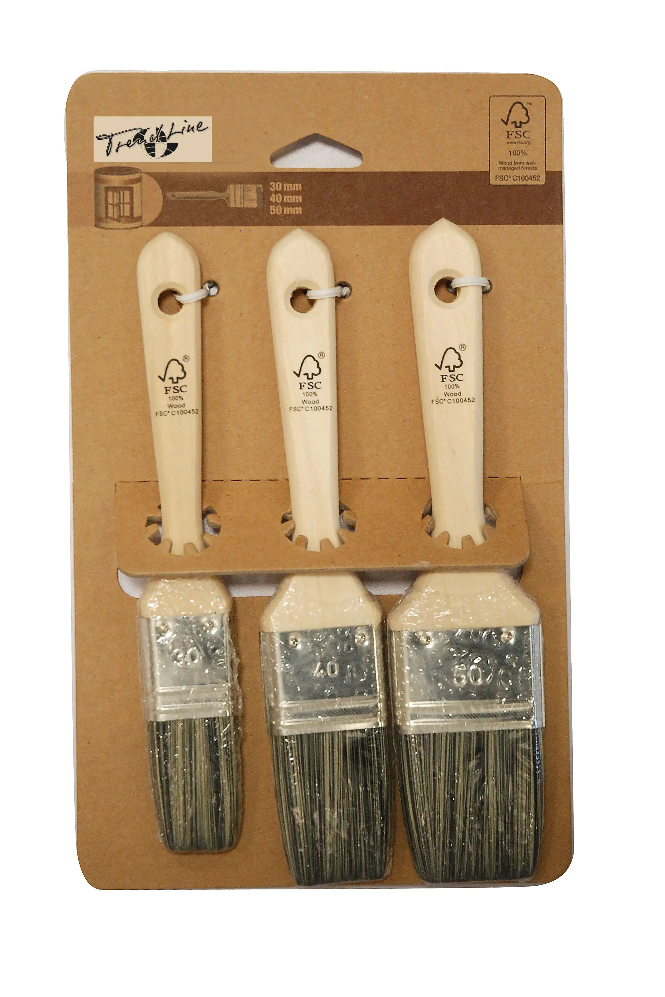 TrendLine Lasur Pinsel-Set 3-teilig 30 mm, 40 mm, 50 mm hell