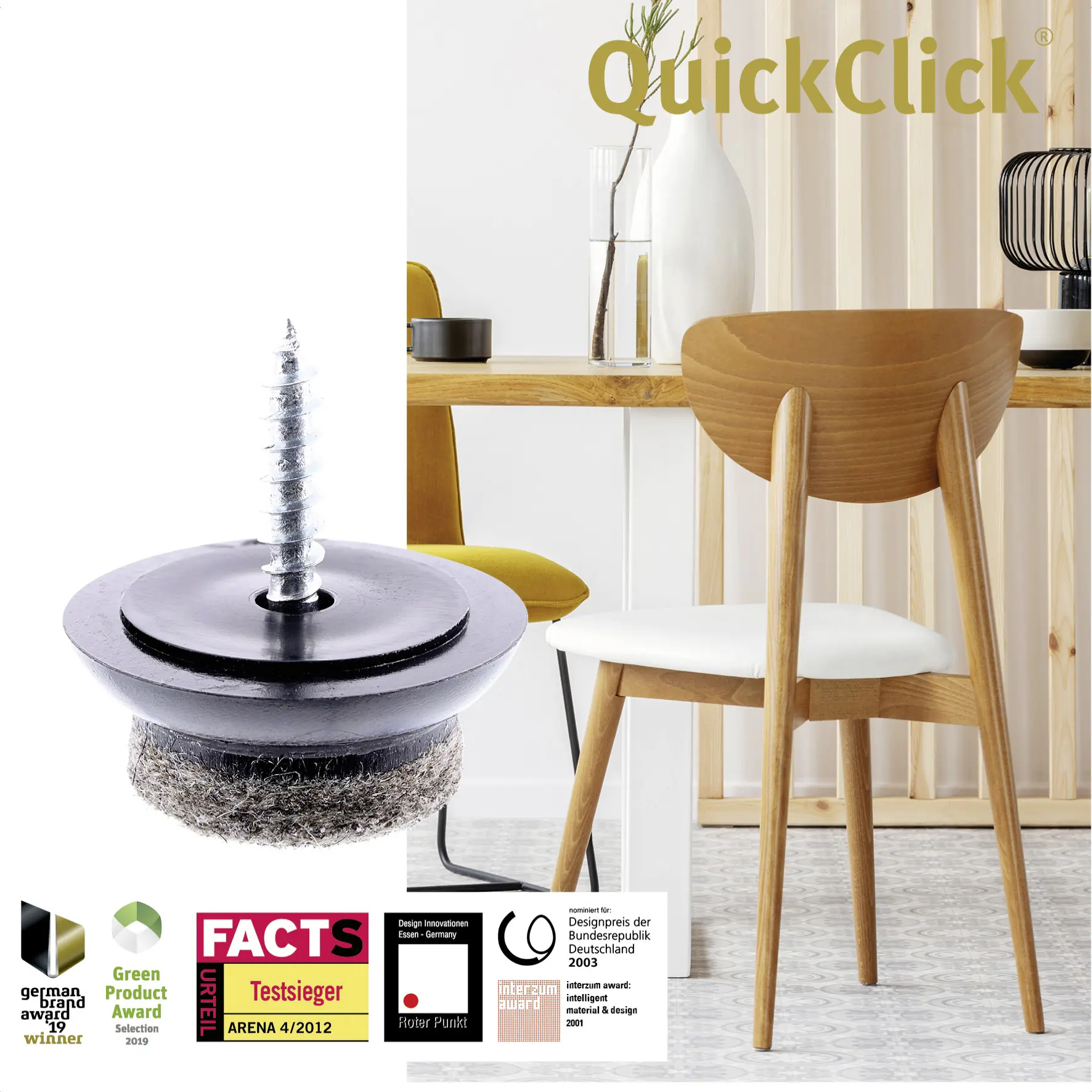 Wagner Möbelgleiter zum Anschrauben Ultrasoft schwarz grau Ø 20 mm - 4 Stück 