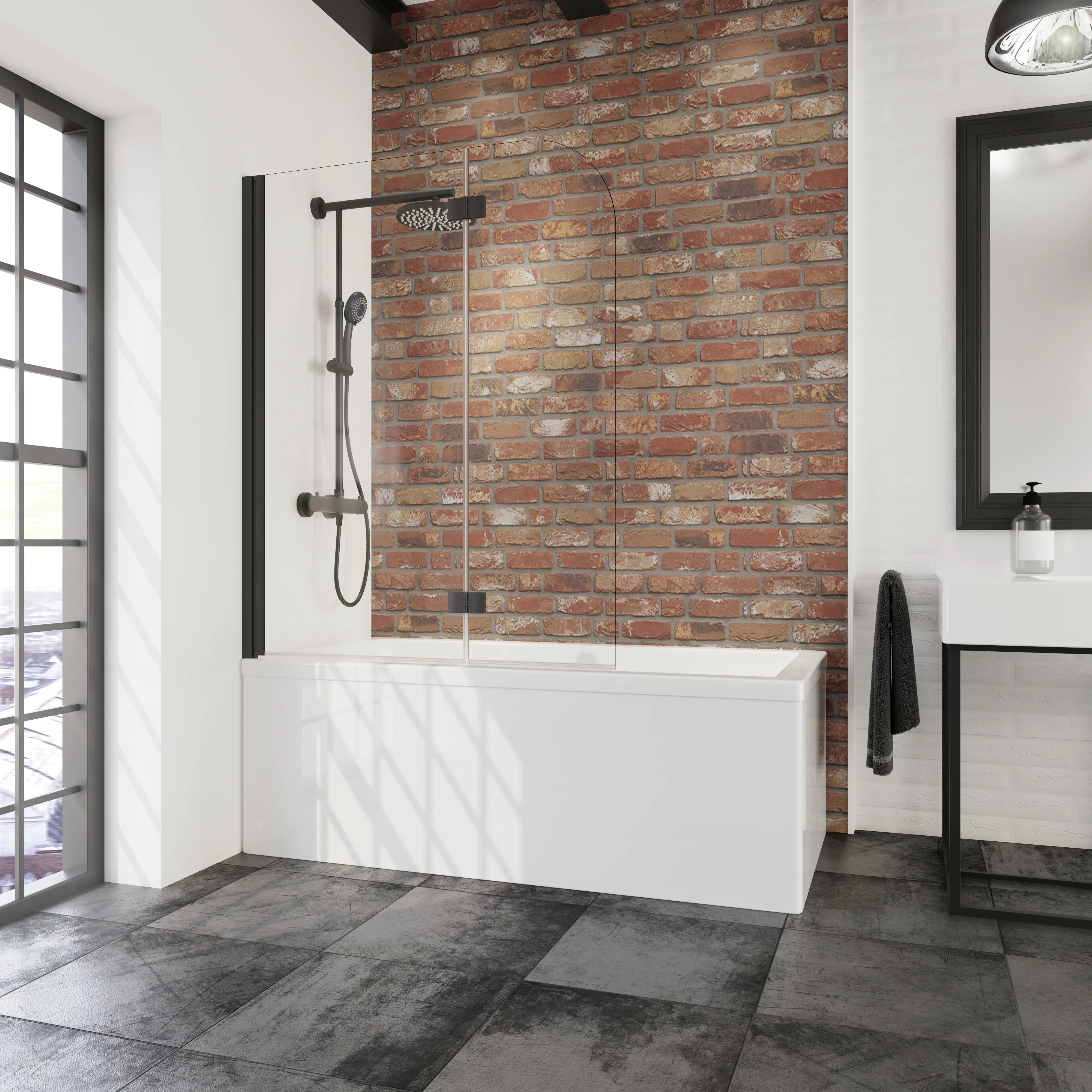 Schulte Badewannenaufsatz 2-teilig 112 x 140 cm mattschwarz