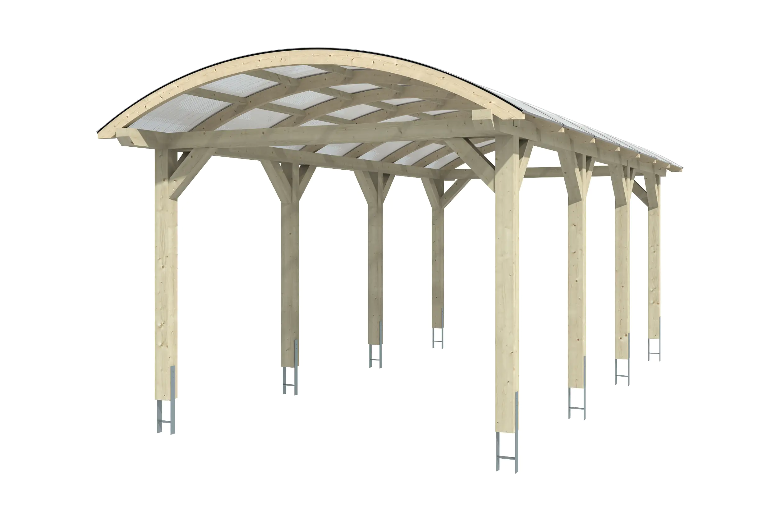 SKAN HOLZ Bogendach-Carport Franken 376 x 755 cm, lasiert in Schiefergrau