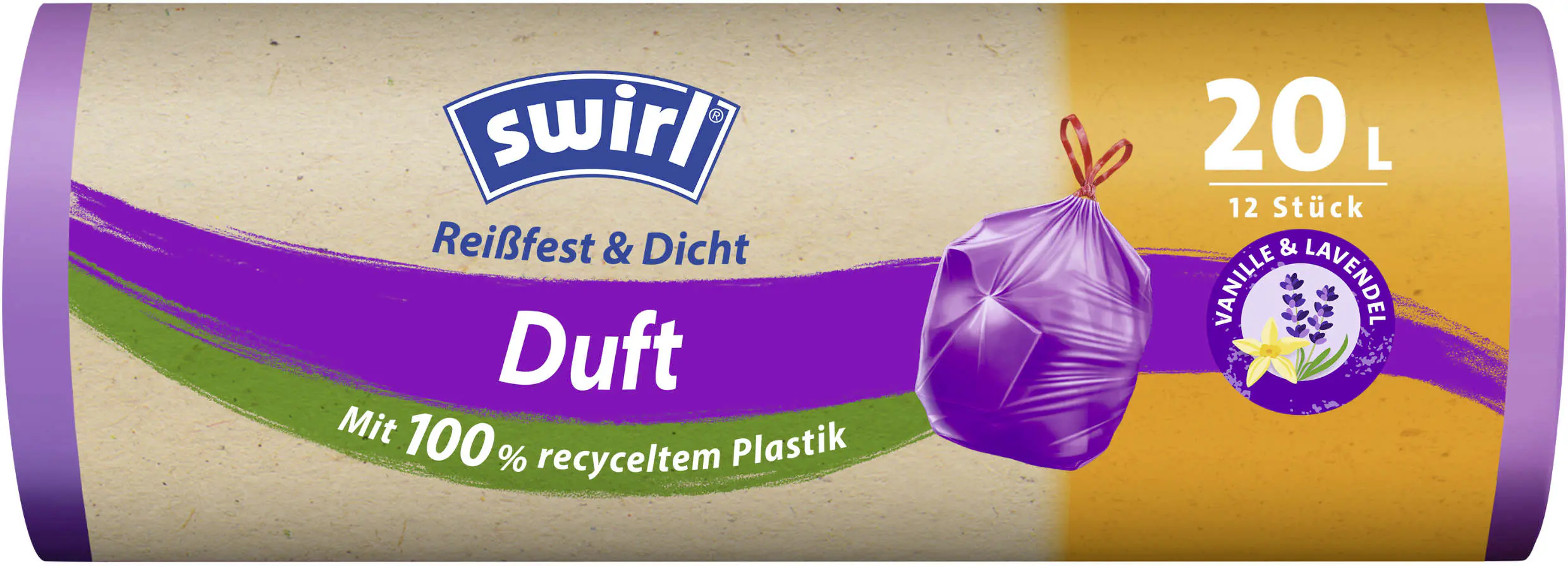 Swirl® Duft-Müllbeutel Vanille-Lavendel 20 L Reißfest & Dicht