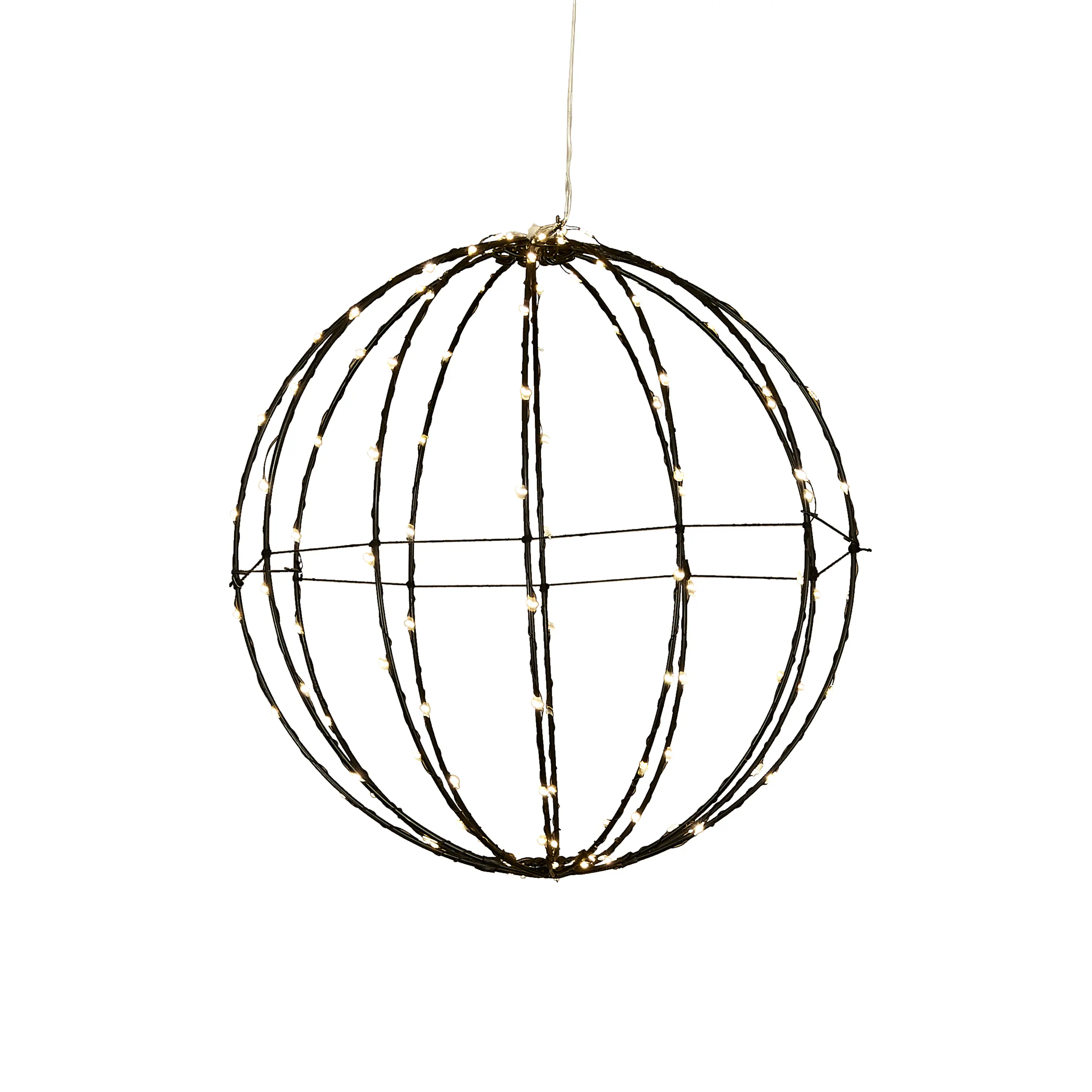 Luca Lighting LED Kugel hängend Ø 30 cm warmweiß batteriebetrieben mit Timer - 120 LED schwarz