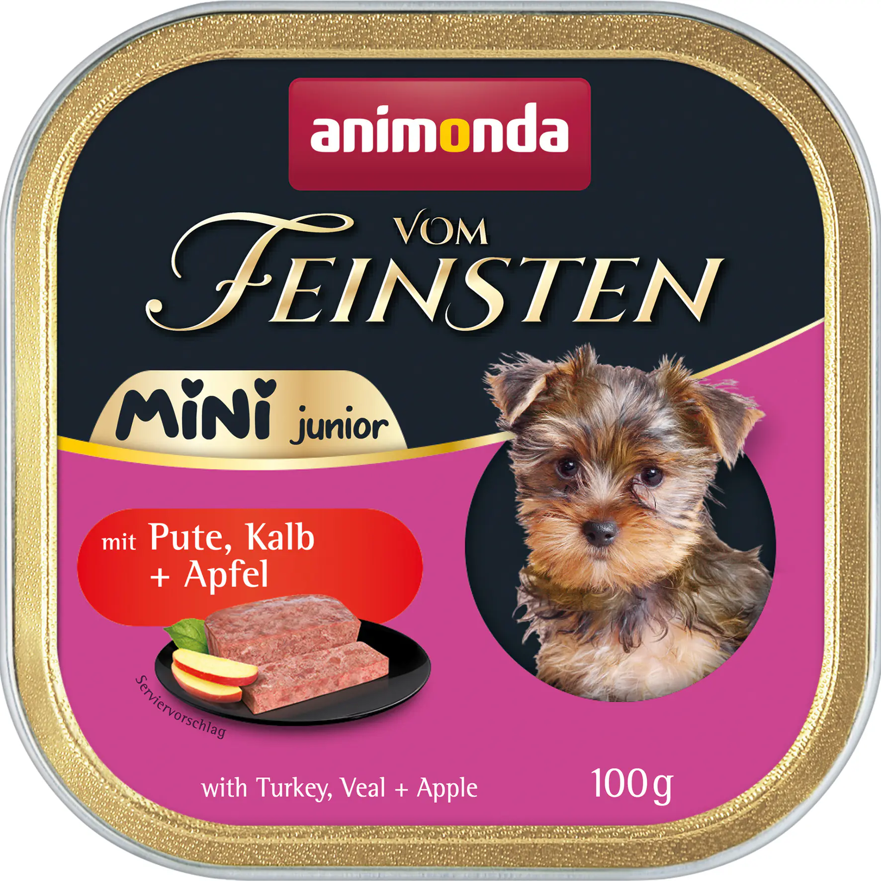 Animonda vom Feinsten Mini Junior Hundenassfutter getreidefrei 100 g Pute, Kalb & Apfel