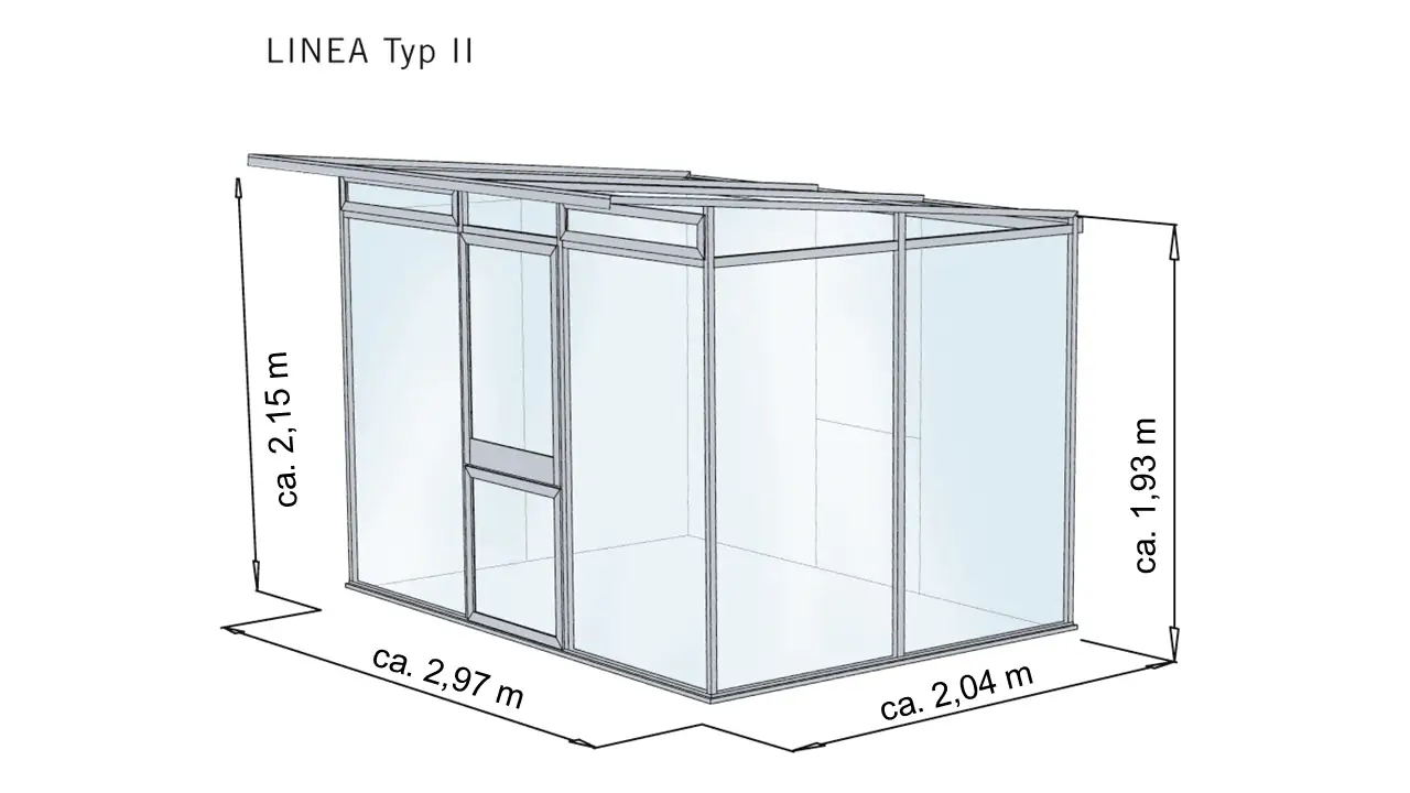 4260120342251_3 KGT Gewächshaus Linea II 2,04 x 2,97 m, anthrazit-grau