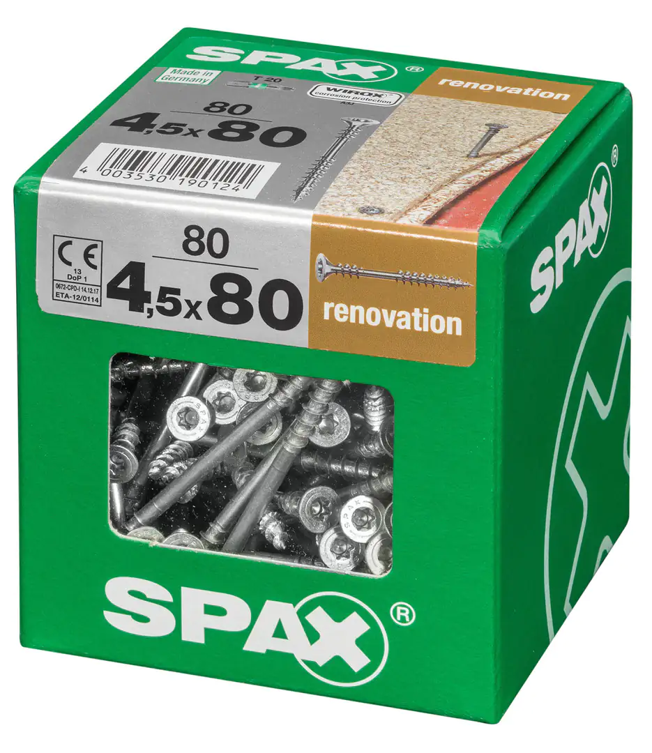 Spax Verlegeschrauben 4.5 x 80 mm TX 20 - 80 Stk. Spax Verlegeschrauben 4.5 x 80 mm TX 20 - 80 Stk.