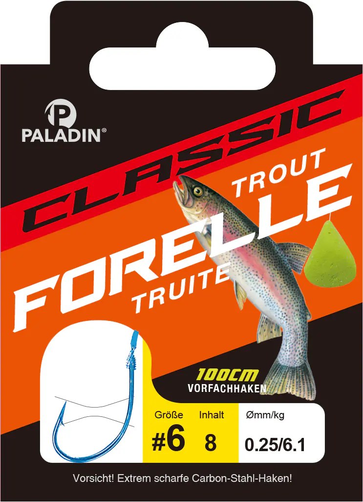 Paladin Forellenhaken gebunden Größe 4 100 cm 9 Stück blau 