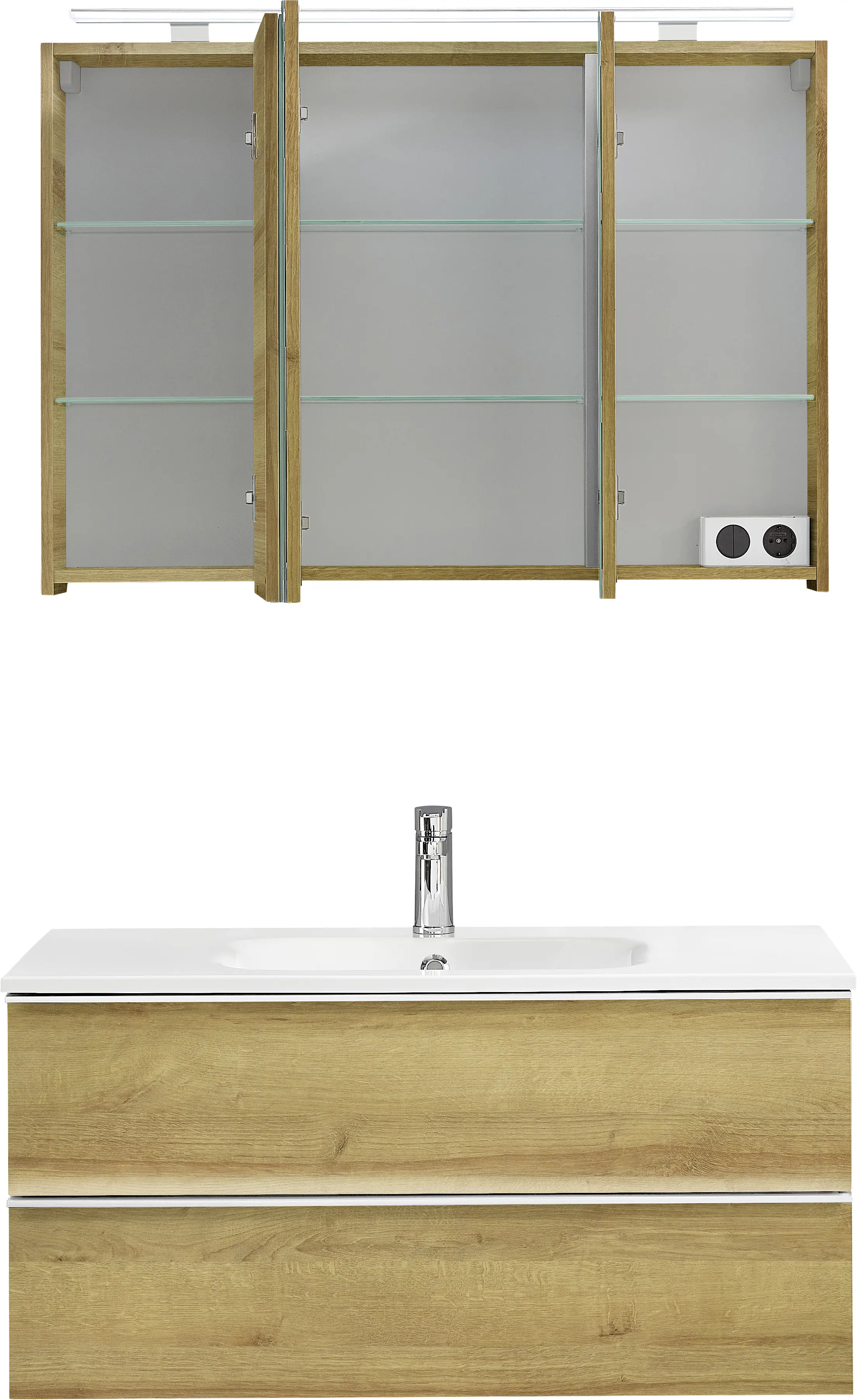 Primaster Bad-Set Düsseldorf riviera 101 cm LED-Leuchten, Mineralgusswaschtisch