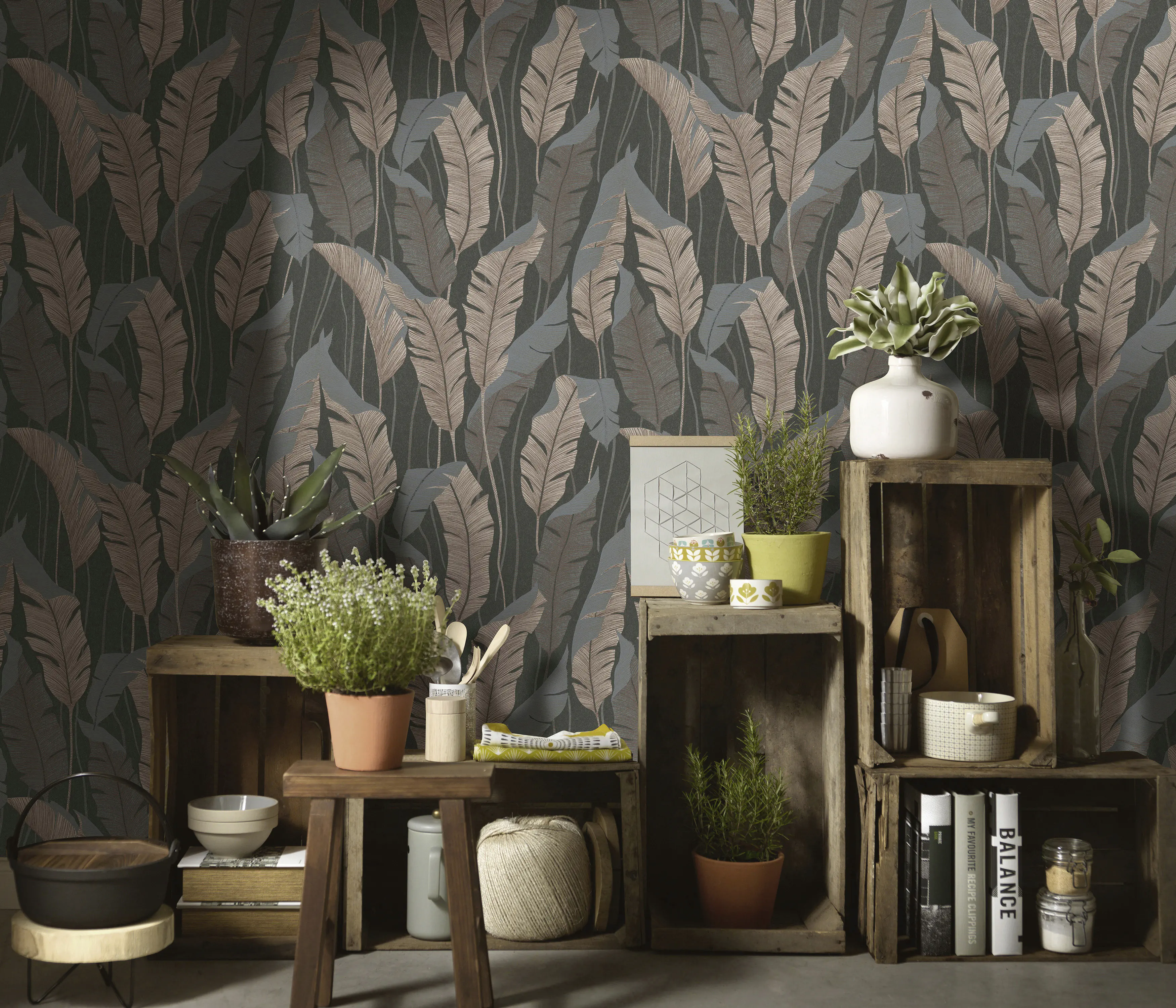 Erismann Vliestapete Floral anthrazit 10,05 x 0,53 m