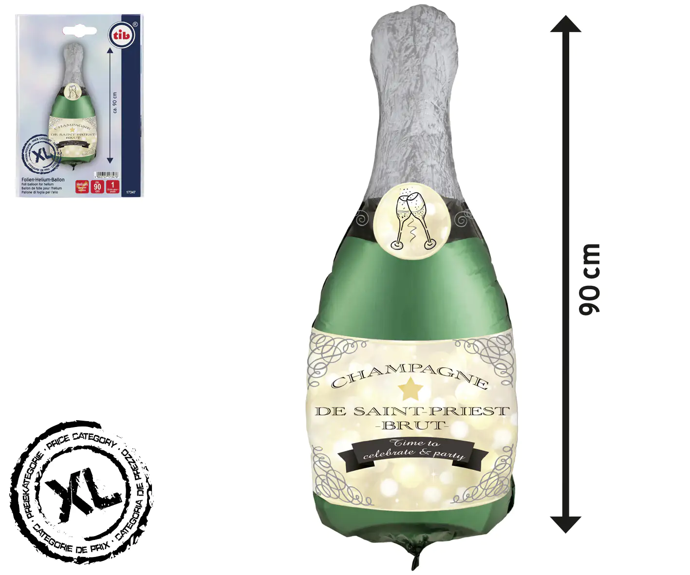 TIB Heyne Folienballon Sektflasche Hochzeit