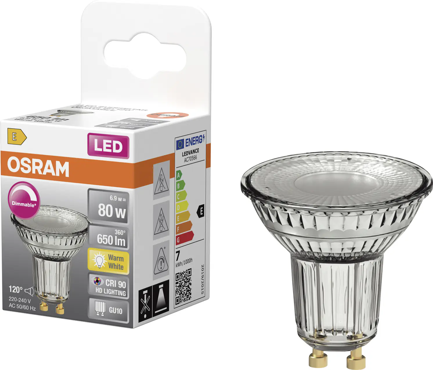Osram LED Leuchtmittel GU10 Superstar PAR16 120° 6,9W warmweiß dimmbar