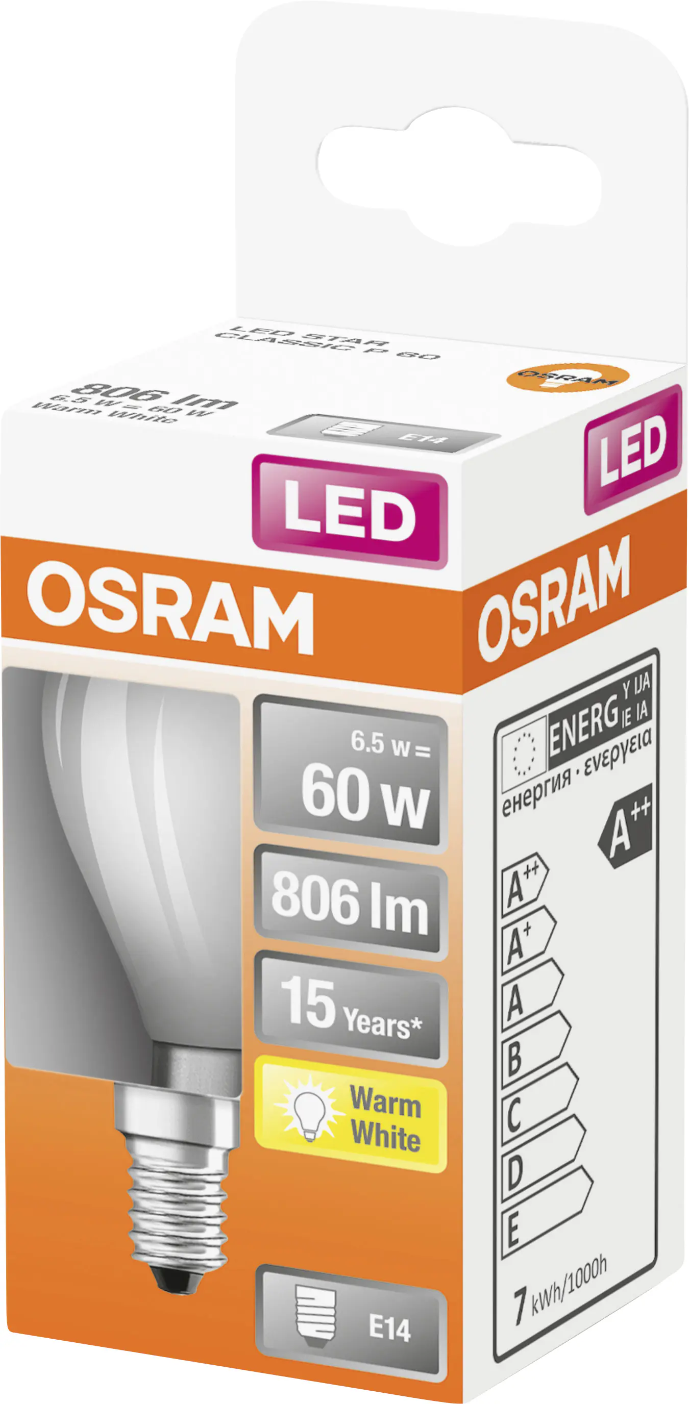 Osram LED Leuchtmittel Star Classic P60 E14 5,5W warmweiß, weiß matt Osram LED Leuchtmittel Star Classic P60 E14 5,5W warmweiß, weiß matt