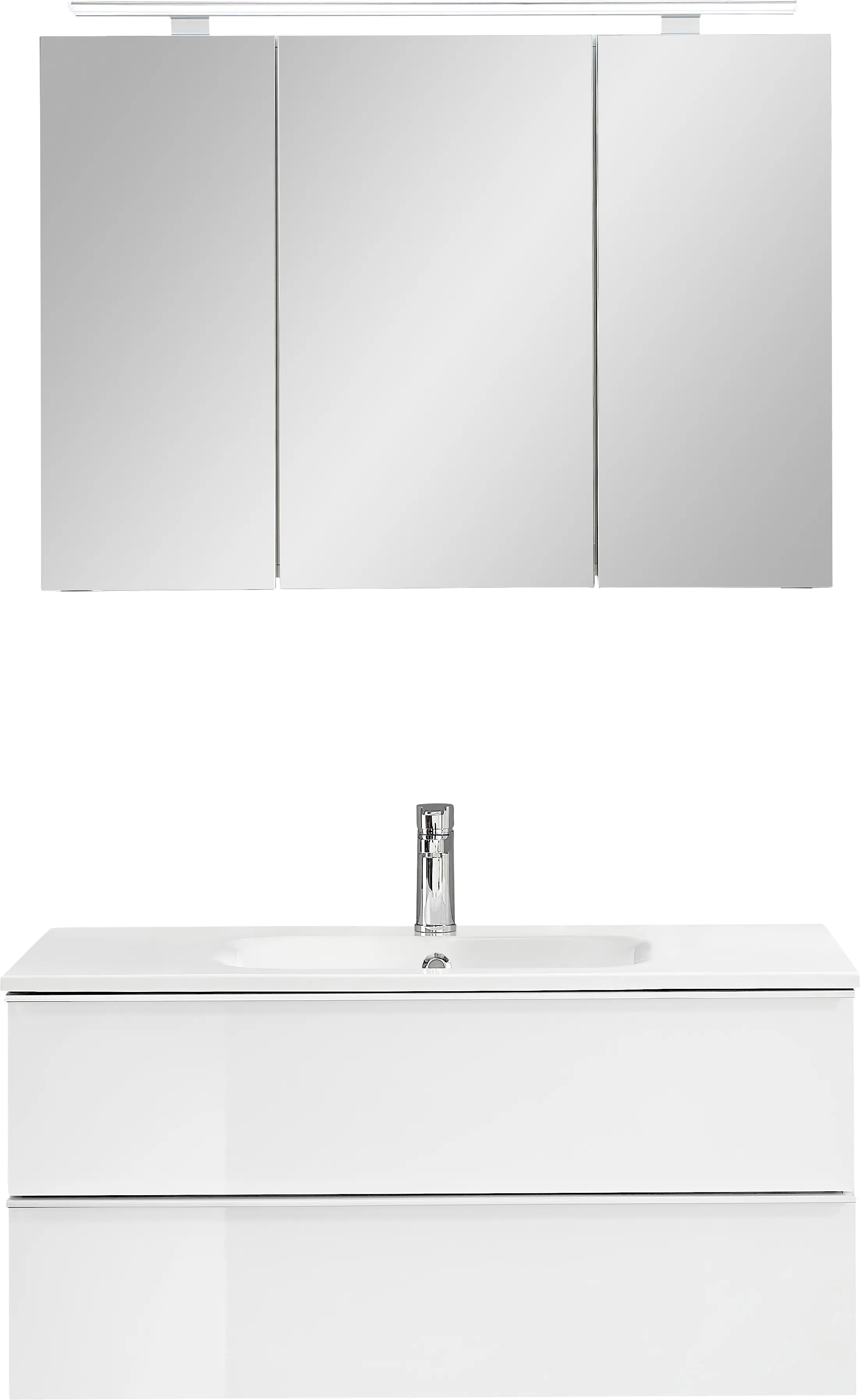 Primaster Bad-Set Düsseldorf weiß 101 cm LED-Leuchten, Mineralgusswaschtisch