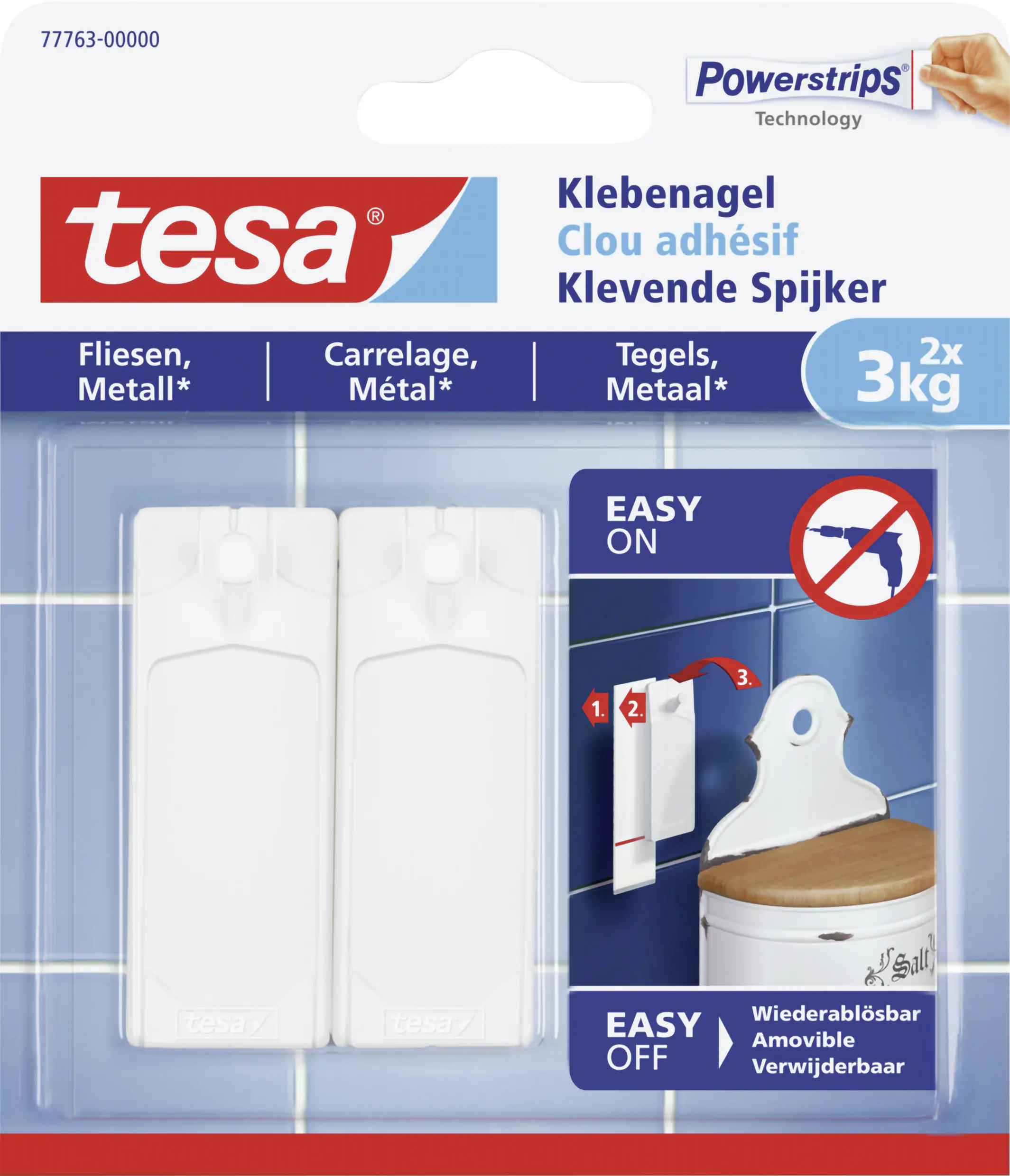 tesa Klebenagel Traglast 3 kg, 2 Stück