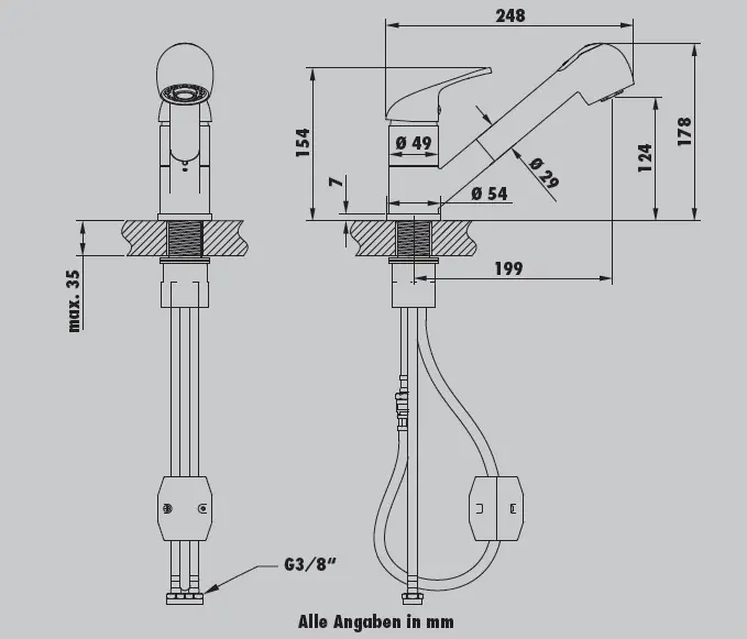 Primaster Einhebel-Spültischarmatur Hamm mit ausziehbarer Handbrause Gunmetall Primaster Einhebel-Spültischarmatur Hamm mit ausziehbarer Handbrause Gunmetall