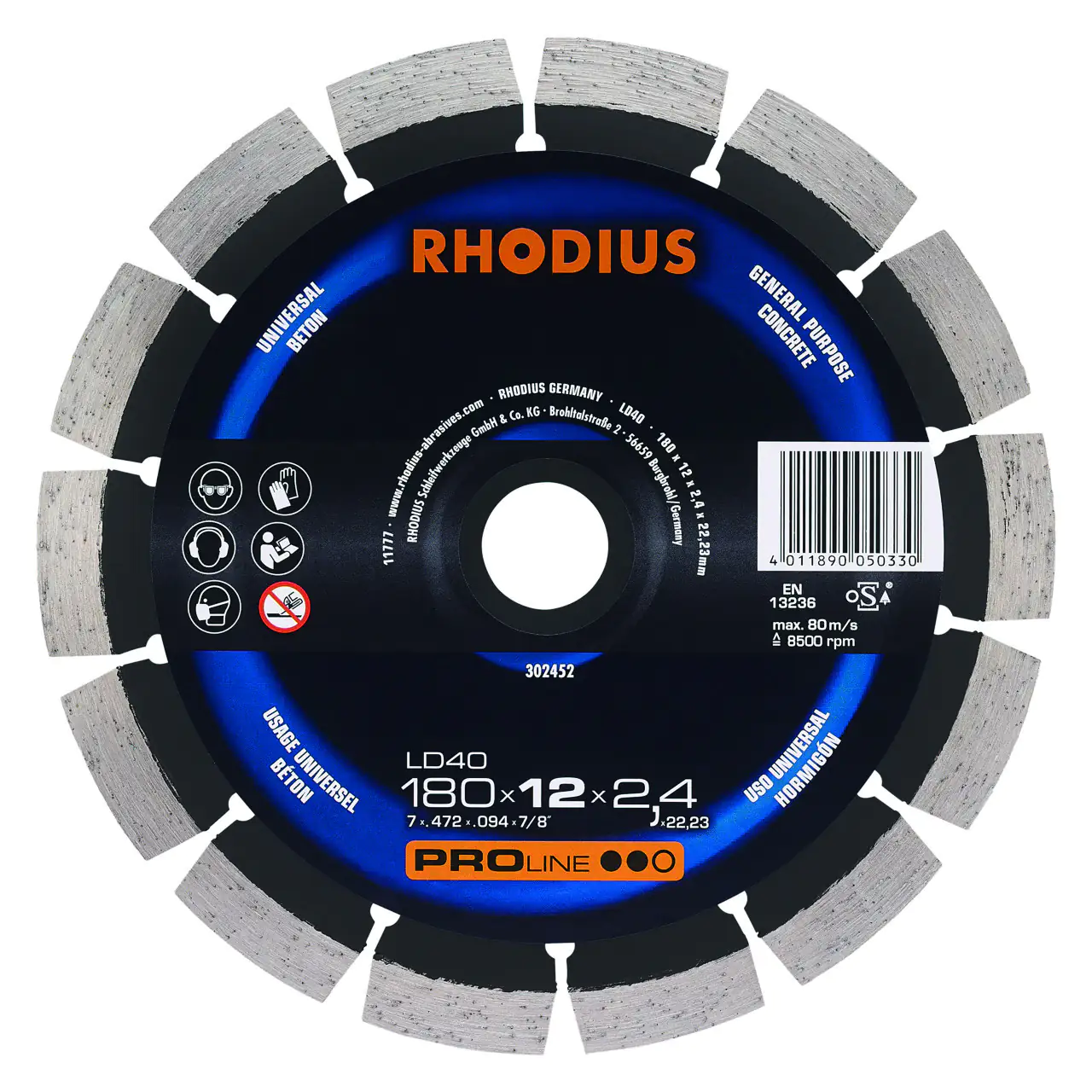Rhodius Diamanttrennscheibe LD40 Stein Ø 180 mm Bohrung 22,23 mm Rhodius Diamanttrennscheibe LD40 Stein Ø 180 mm Bohrung 22,23 mm