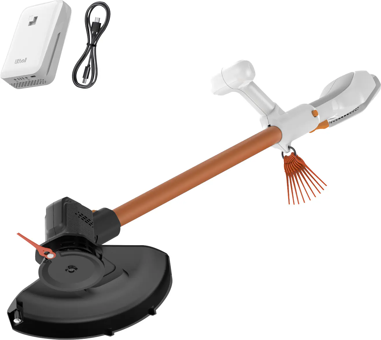 Litheli Akku-Rasentrimmer Handy+ U20 25cm Schnittkreis, Inklusive 1 x SE-Akku 2,0 Ah und 10 Nylonmesser