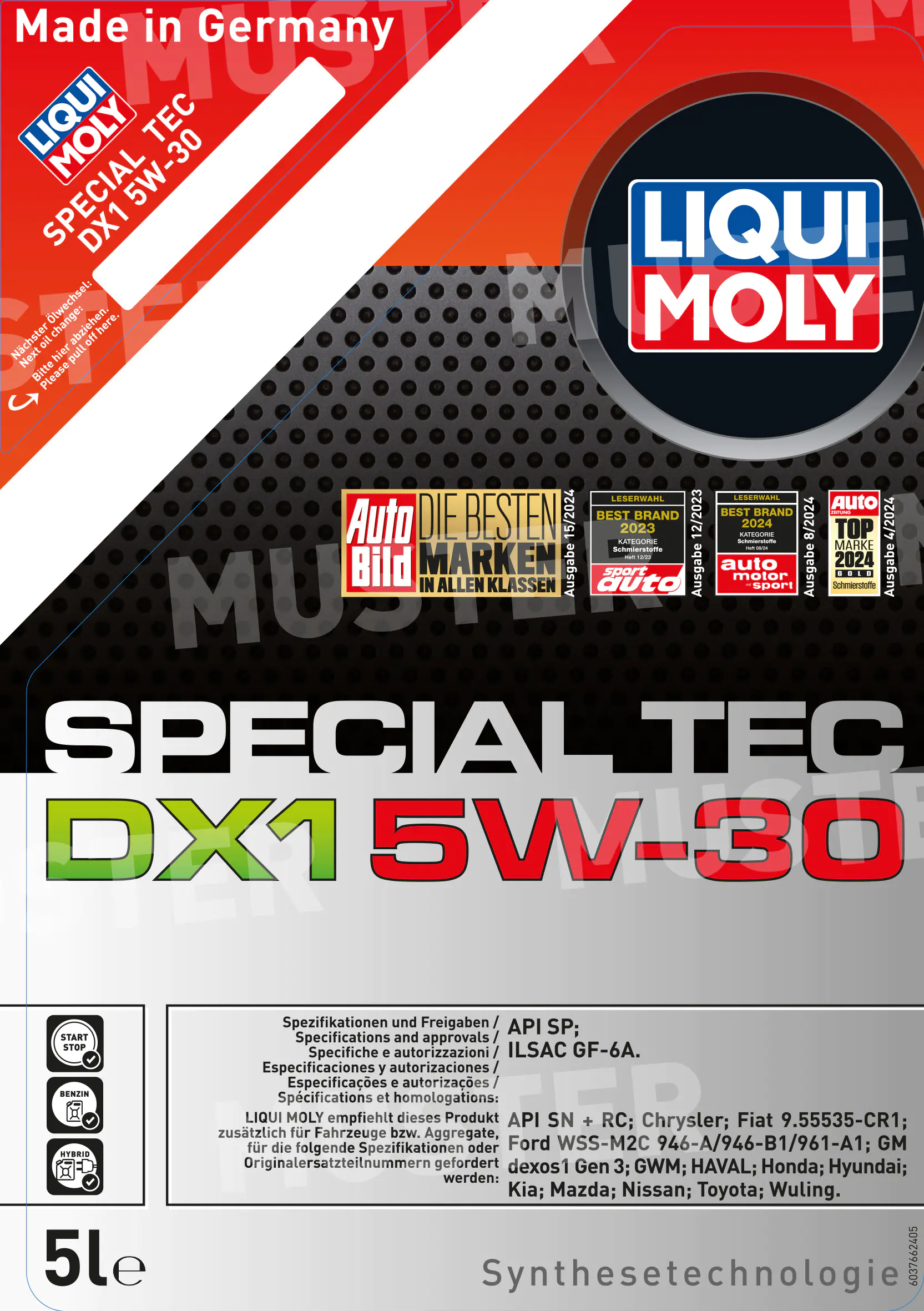 Liqui Moly Motoröl Special Tec DX1 5W-30 5 L Liqui Moly Motoröl Special Tec DX1 5W-30 5 L