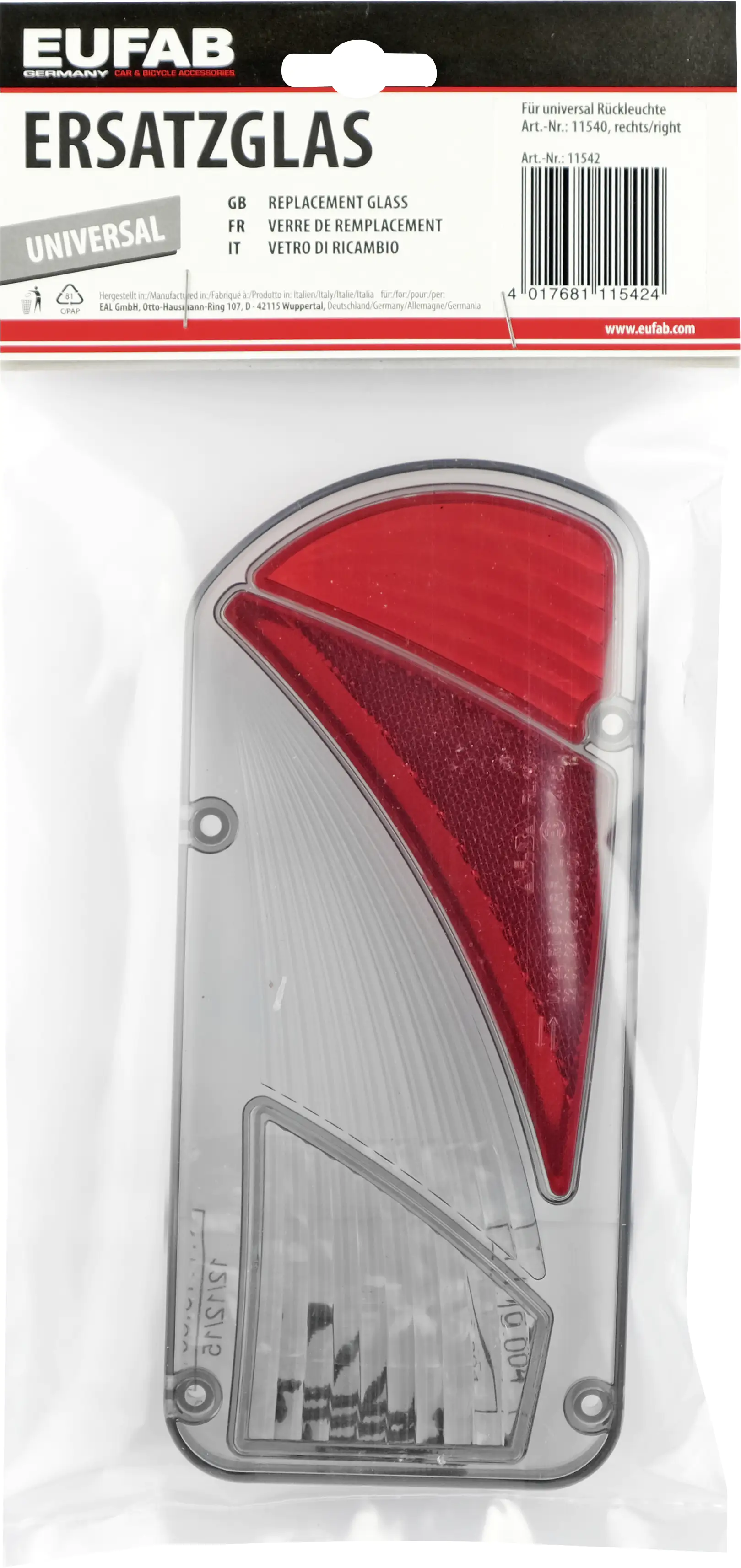 EUFAB Ersatzglas für Rückleuchte 11540 rechts EUFAB Ersatzglas für Rückleuchte 11540 rechts