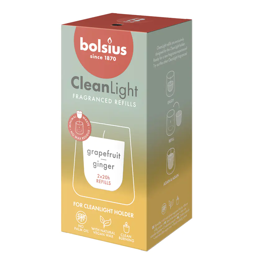 Bolsius Cleanlight Duft-Nachfüller 2er Pack Grapefruit & Ingwer