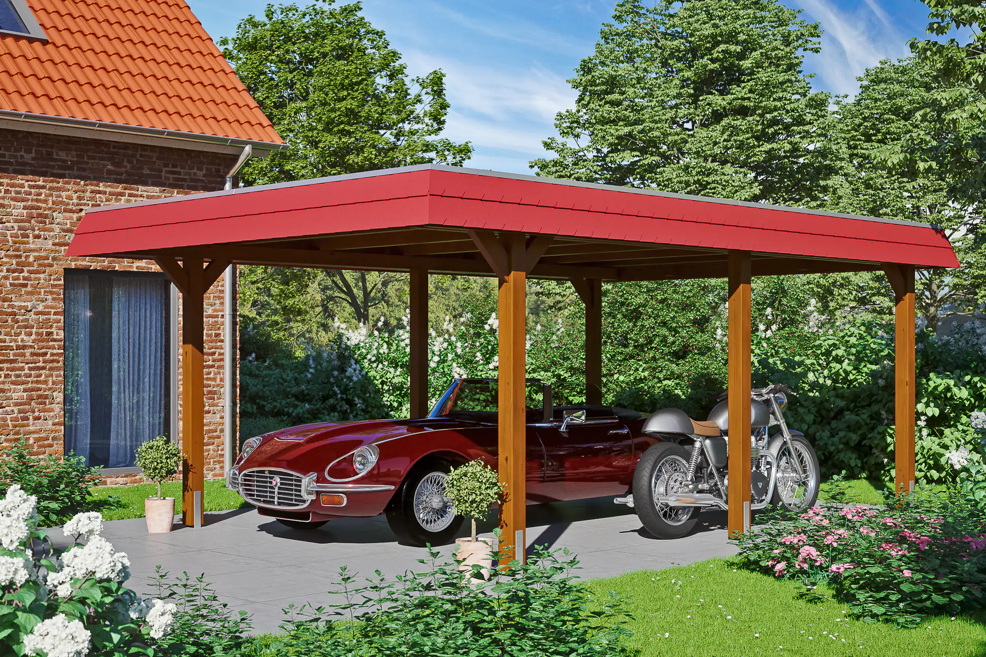 4018211025459 SKAN HOLZ Carport Wendland 409 x 628 cm mit EPDM-Dach