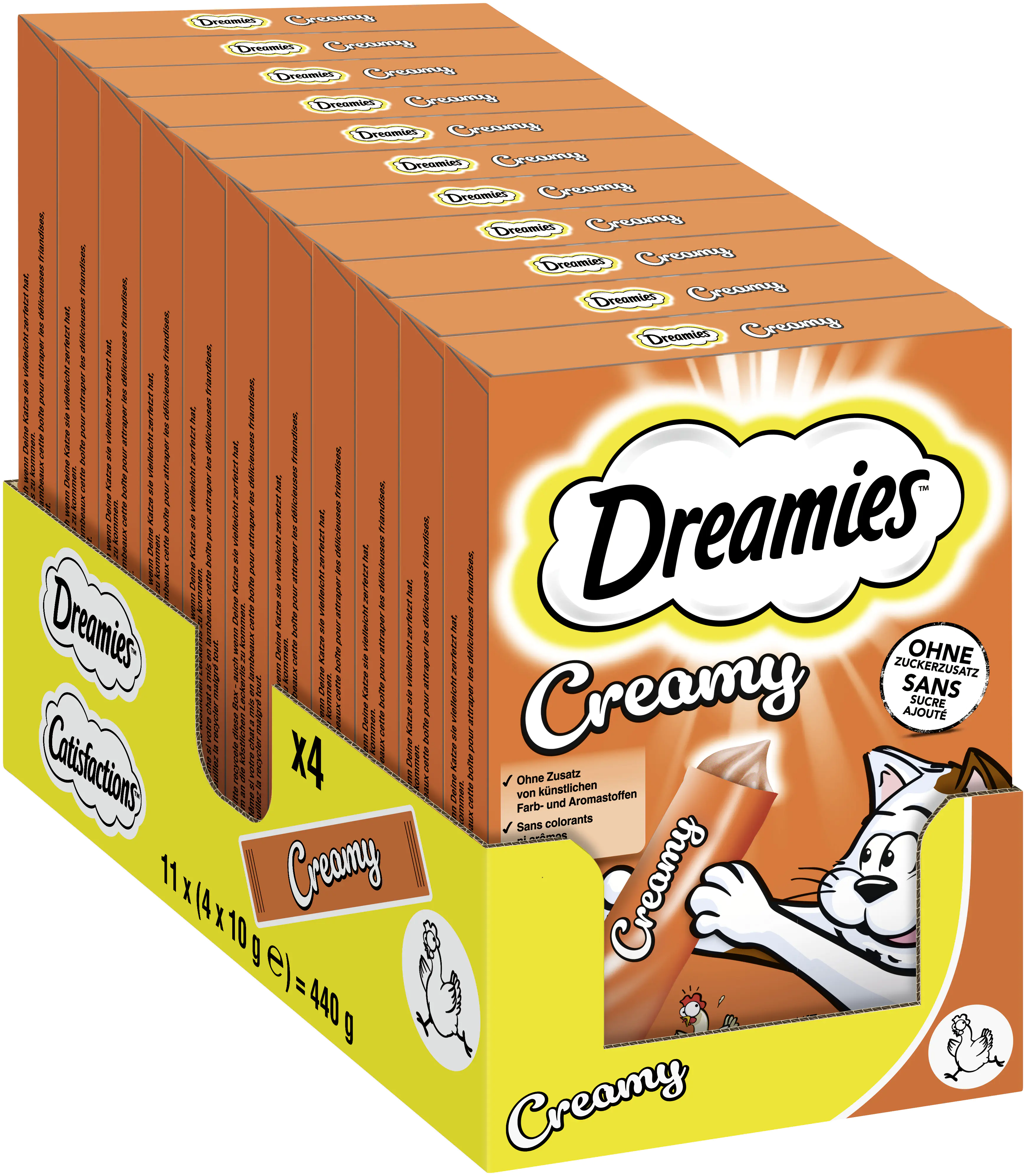 Dreamies Creamy Snacks mit Huhn Katzensnack 4 x 10 g Multipack