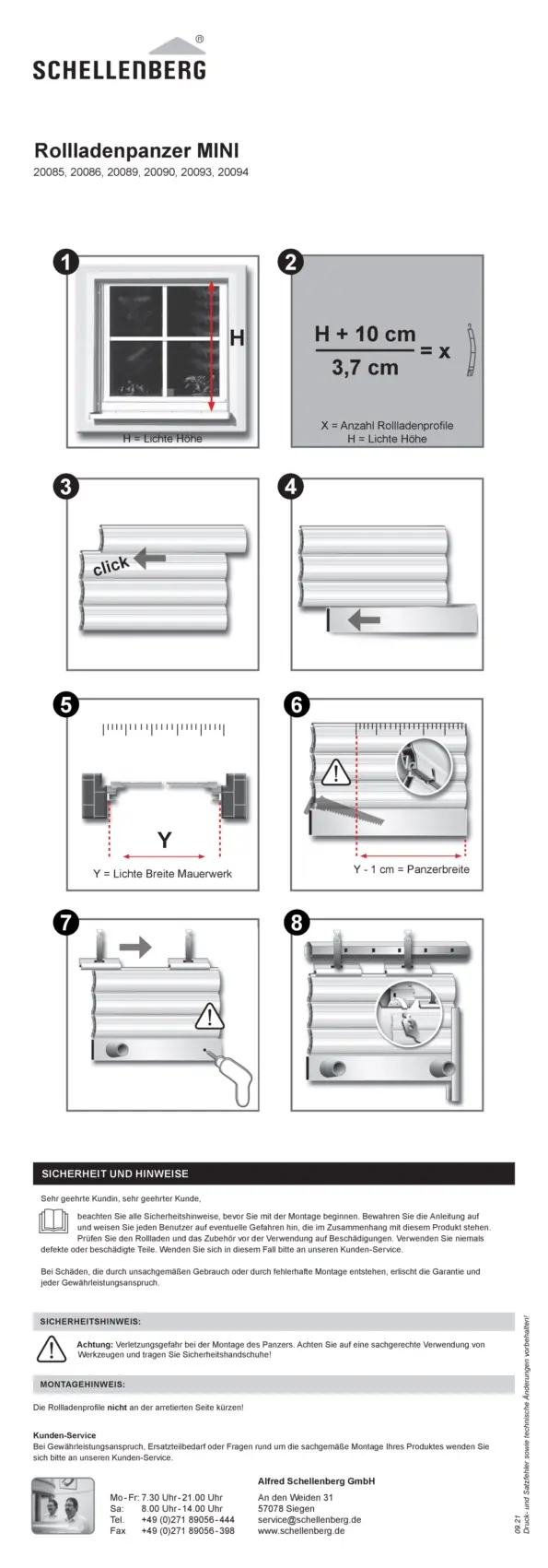 Schellenberg Rollladenpanzer komplett Set für System Mini 120 x 140 cm grau