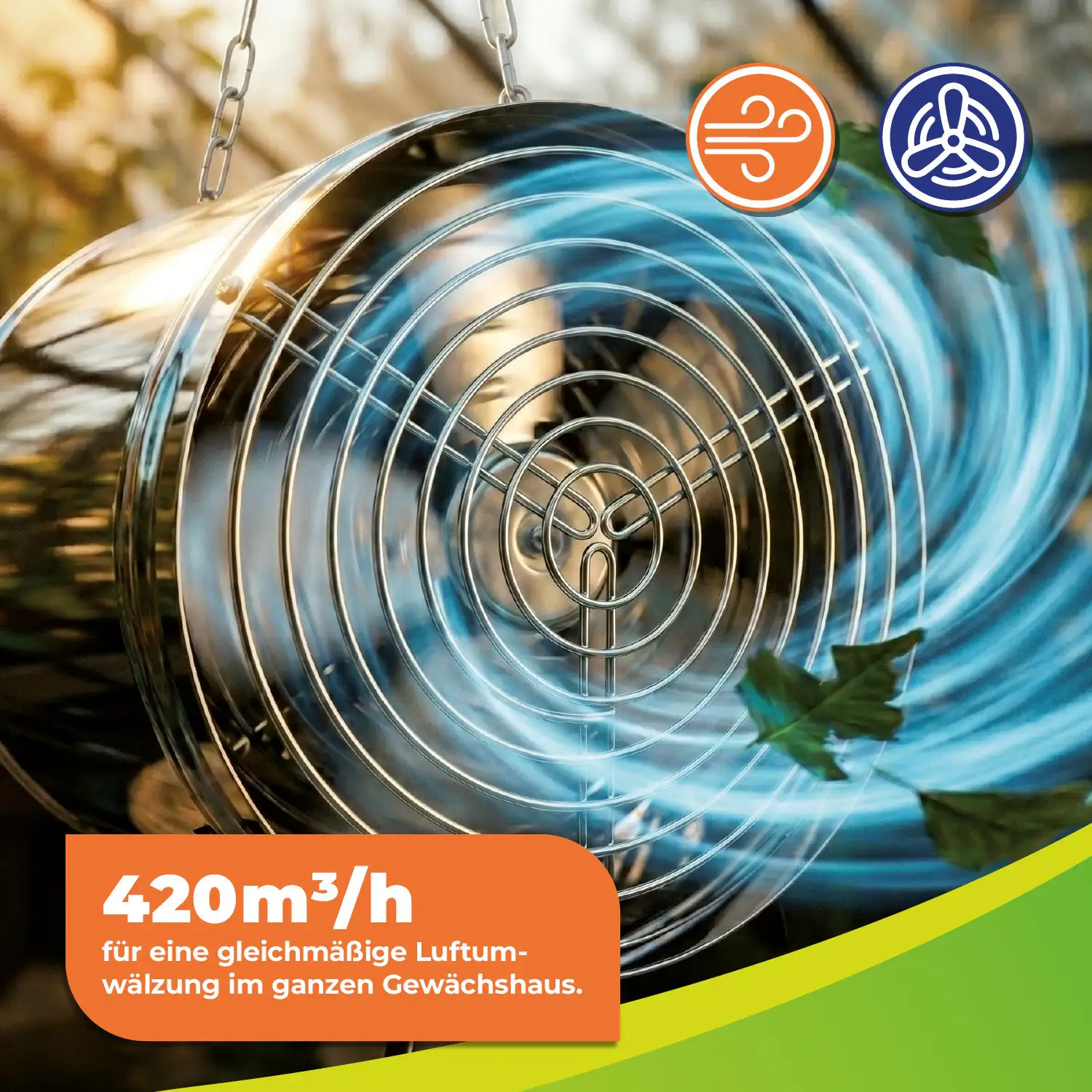 BioGreen Gewächshausventilator Arizona Ø 22 x 21 cm Edelstahl silber