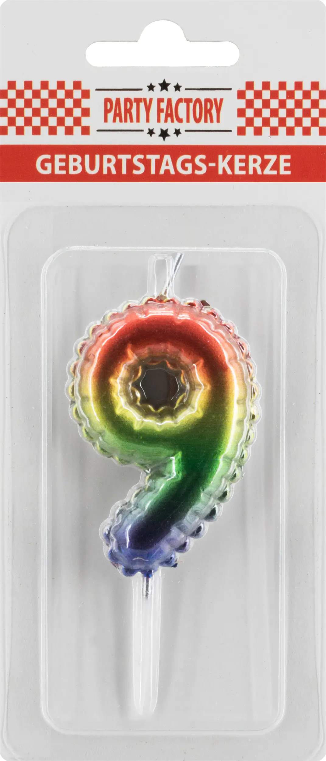 Geburtstagskerze Ballon Zahl 9 bunt 6 cm - 1 Stück