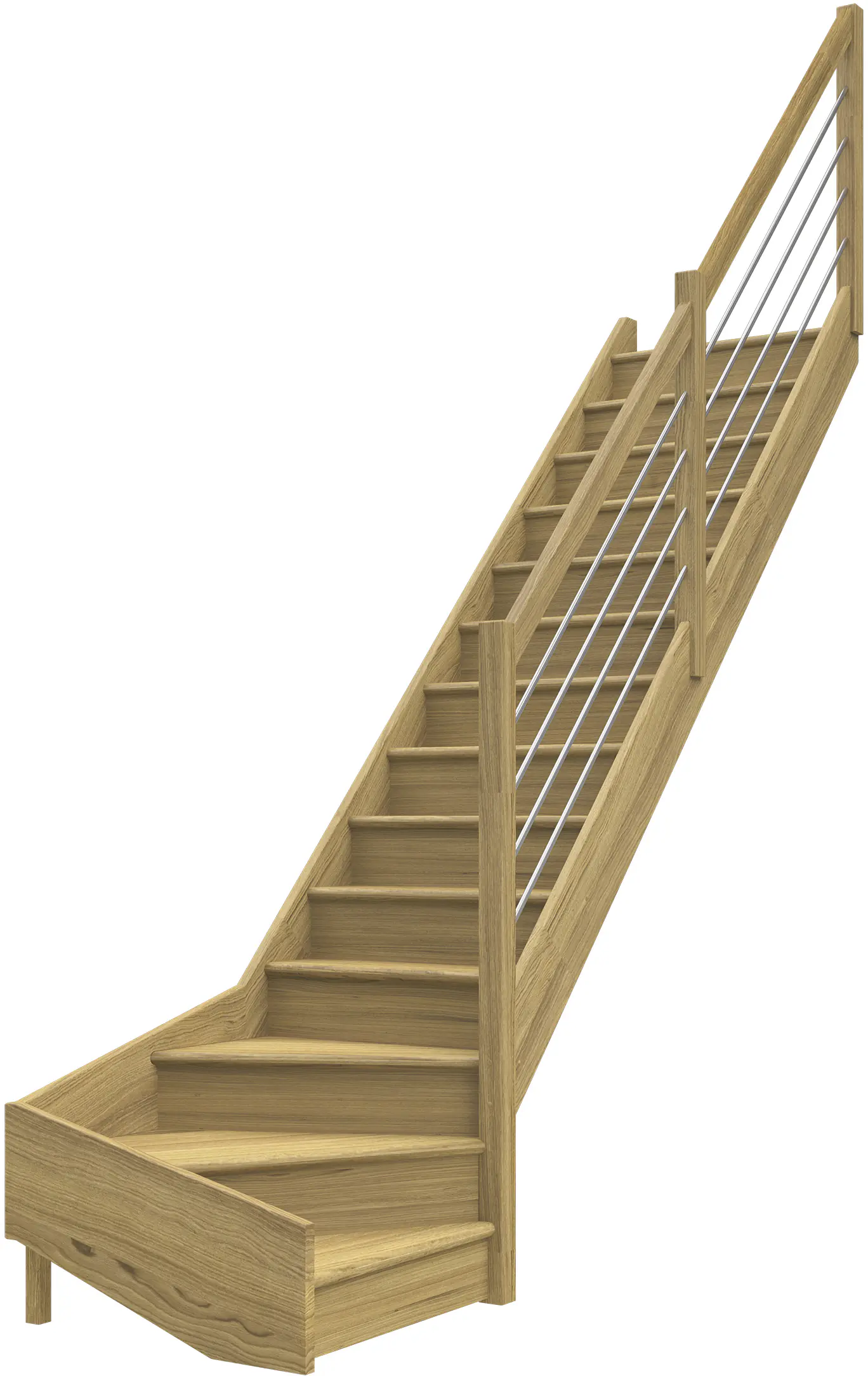 Dolle Raumspartreppen Paris 1/4-gew. Eiche versiegelt inkl. Geländer