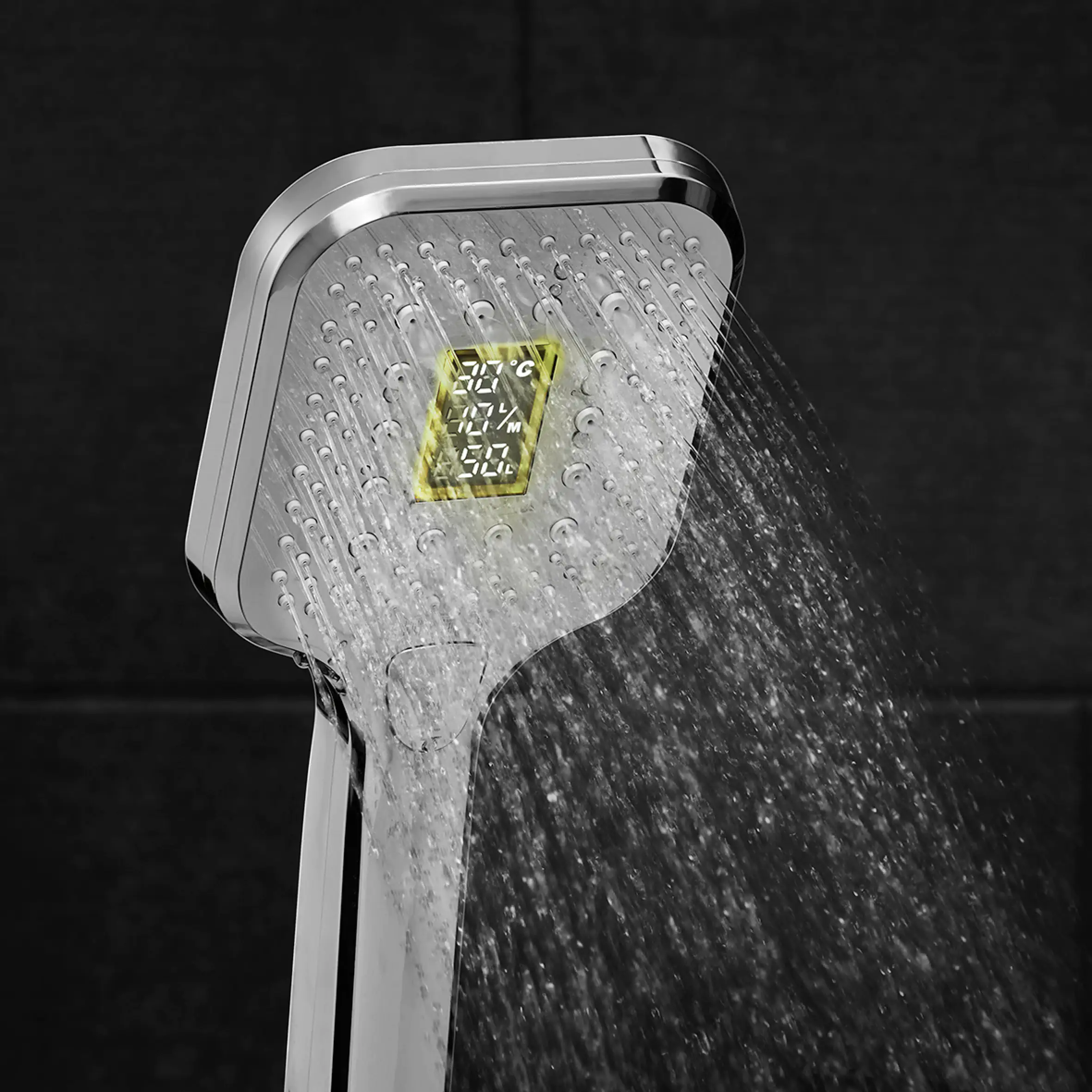 Cornat Handbrause Smartly 108 x 108 mm mit Verbrauchsanzeige 3 Strahlarten verchromt