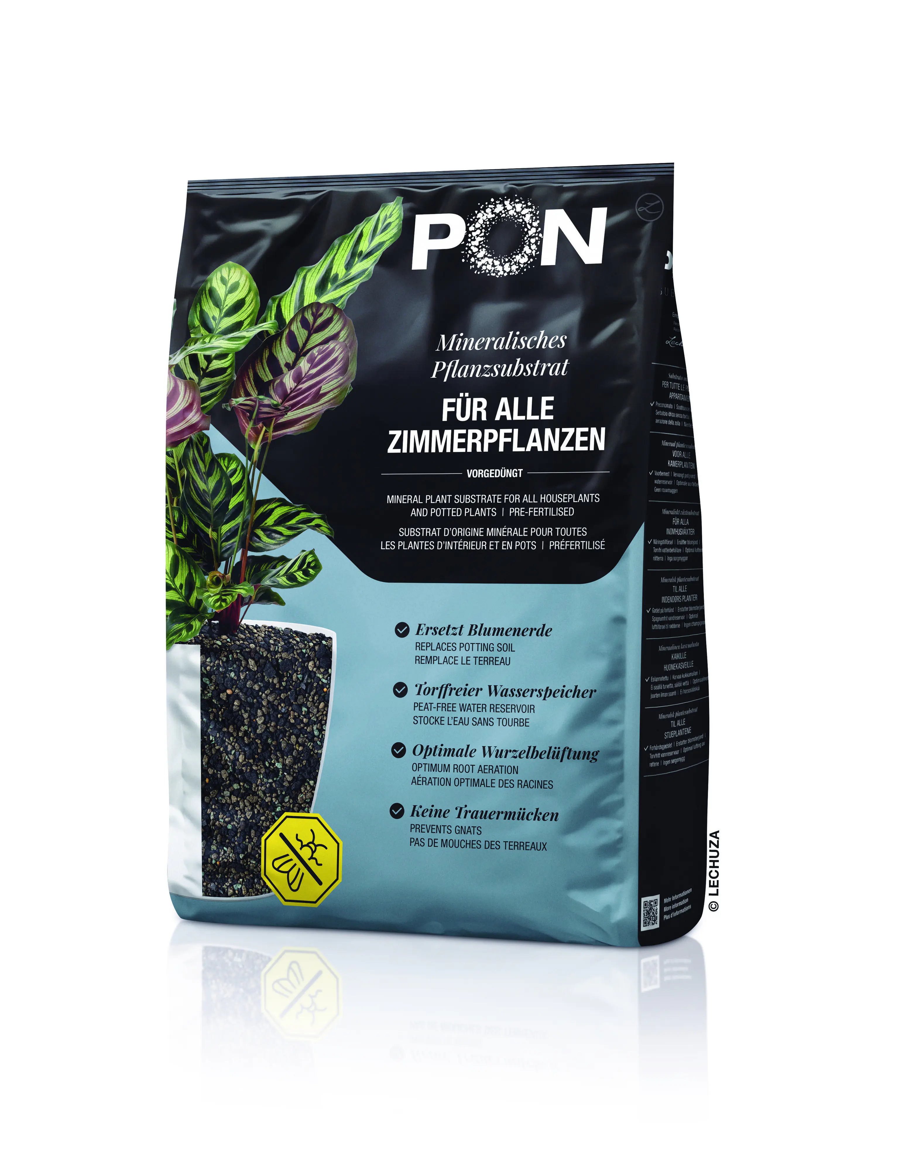 Lechuza Blackstonepon Pflanzsubstrat für Zimmerpflanzen 12 L torffrei