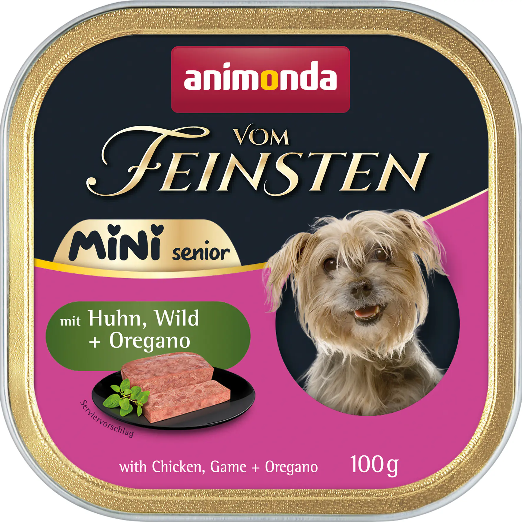 Animonda vom Feinsten Mini Hundenassfutter Senior getreidefrei 100 g Huhn, Wild & Oregano
