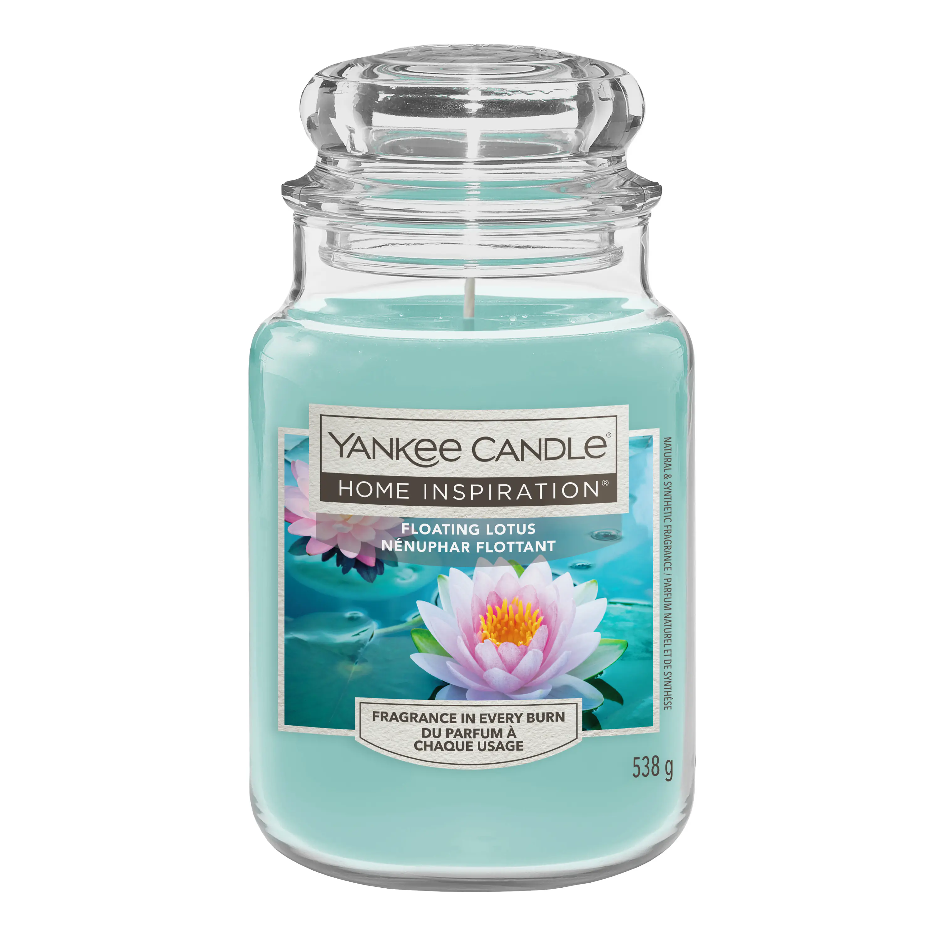 Yankee Candle Duftkerze Großes Glas Floating Lotus 538 g blau